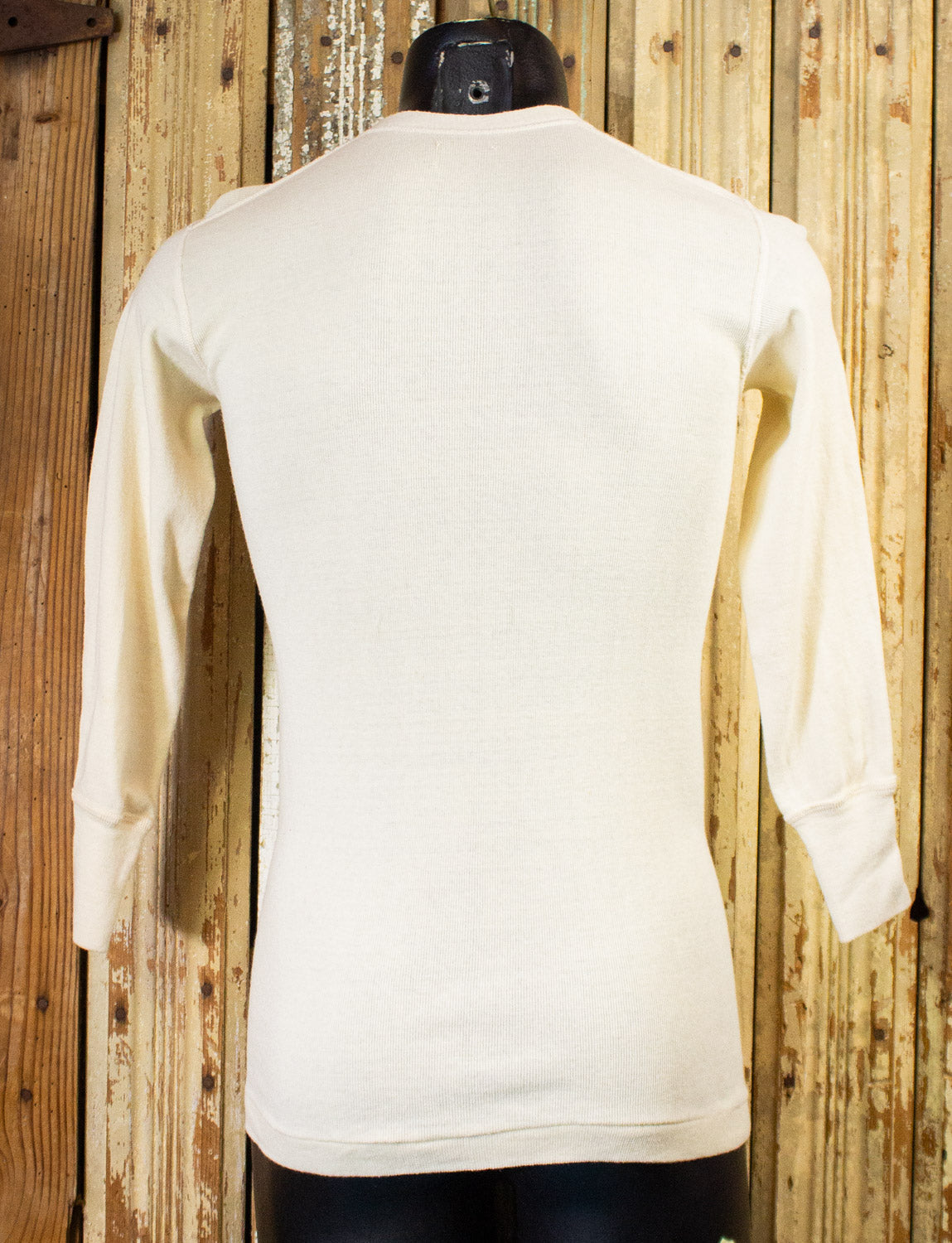 Vintage White Long Sleeve Henley Shirt 50s