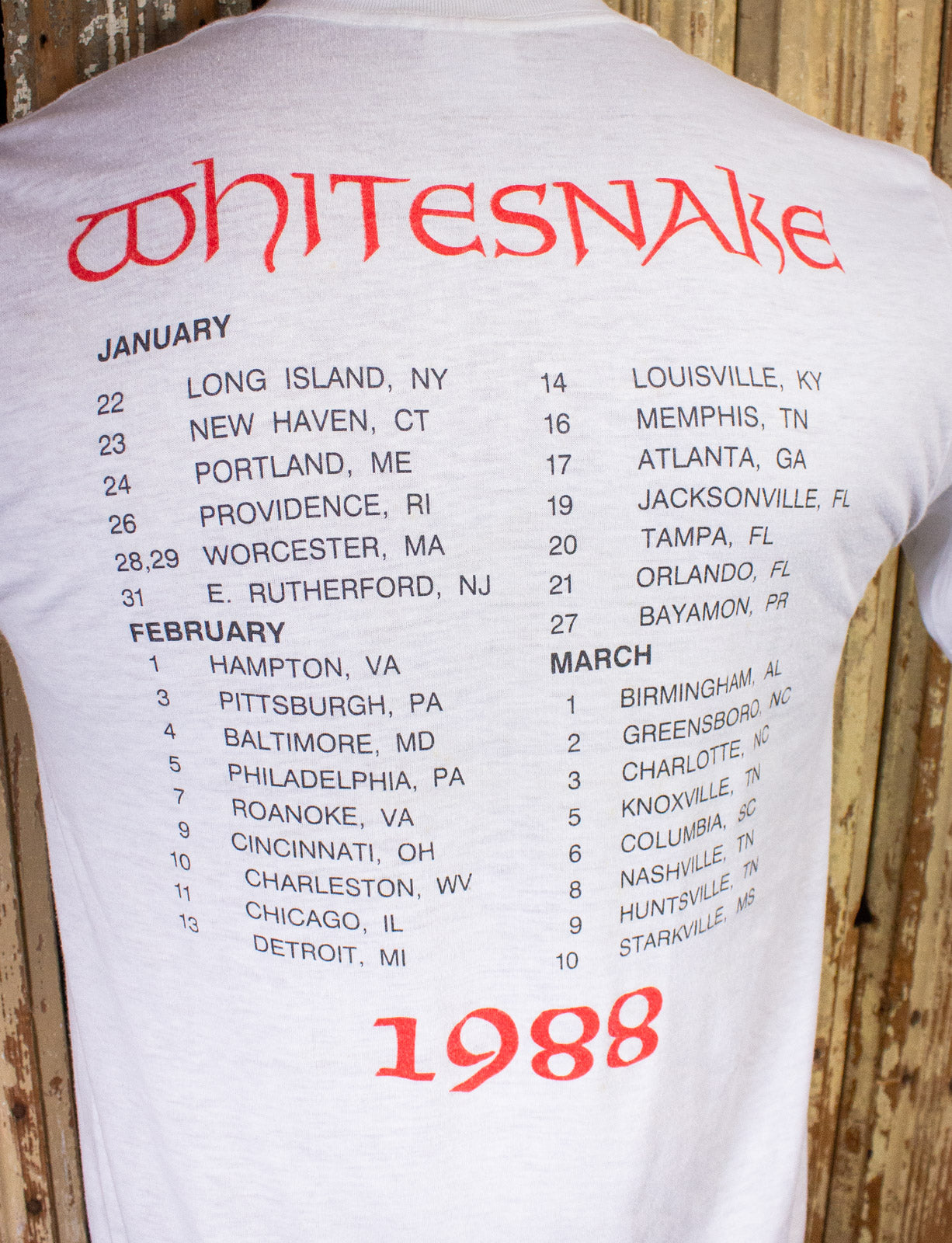 Vintage Whitesnake Tour Concert T Shirt 1988 White Medium