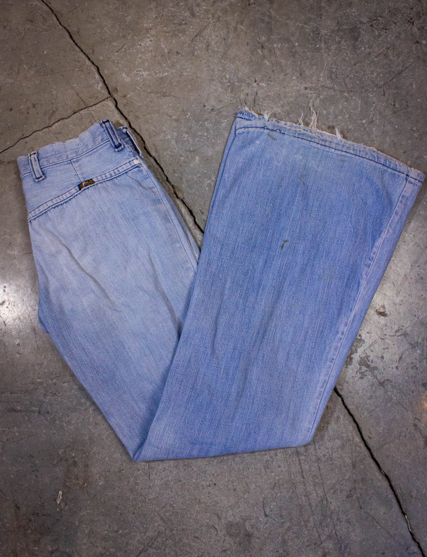 Vintage Wrangler Bell Bottom Denim Jeans 70s Light Wash