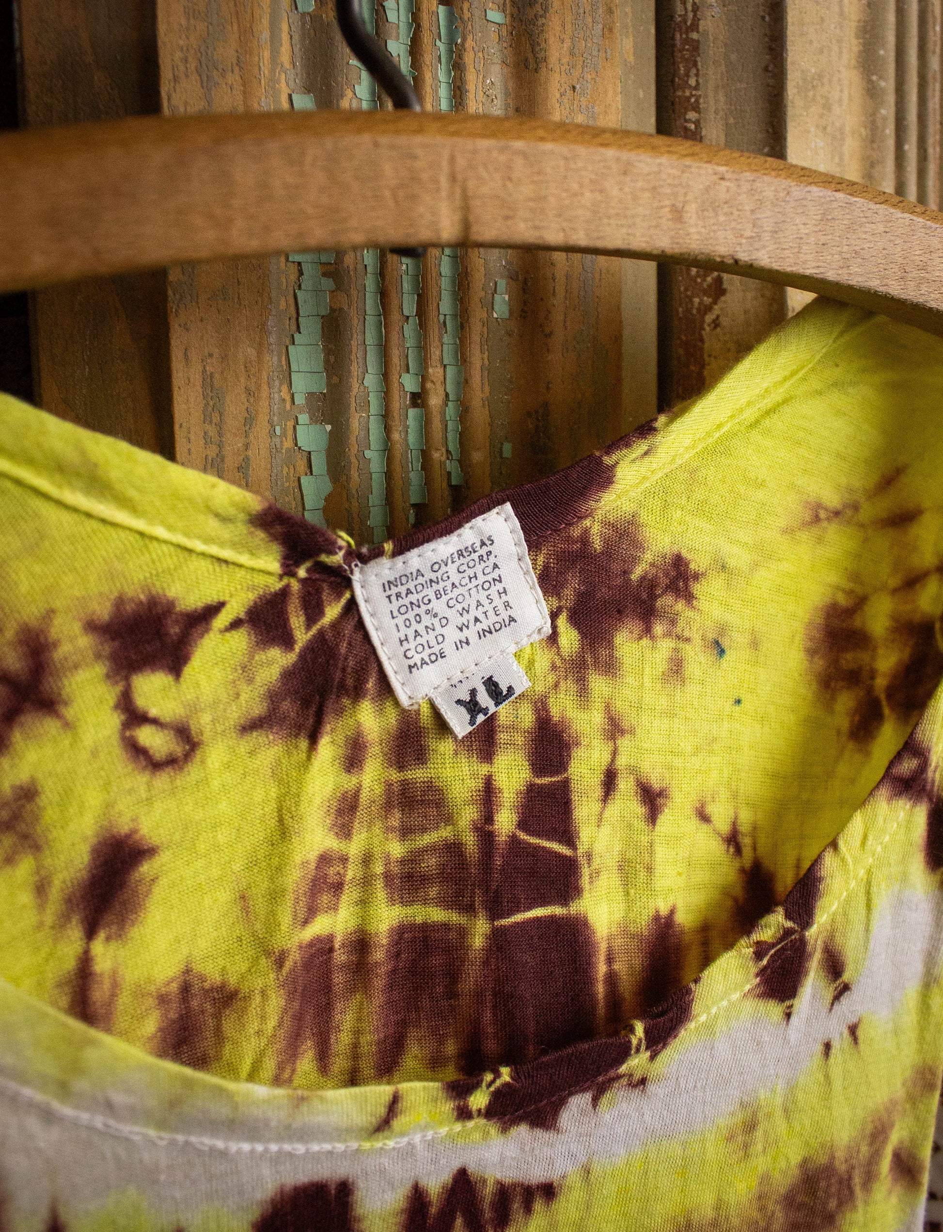 Vintage Yellow and Brown Tie Dye Shirt 70s Small