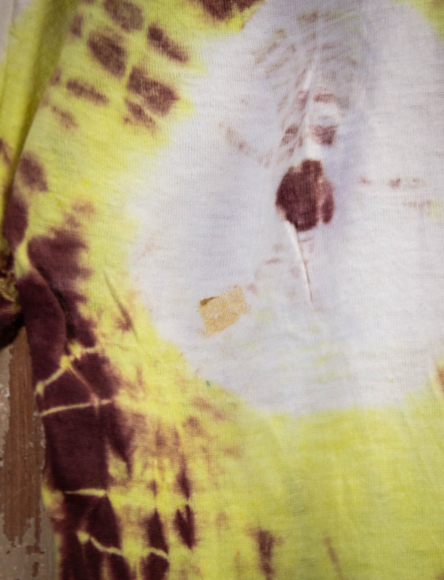 Vintage Yellow and Brown Tie Dye Shirt 70s Small