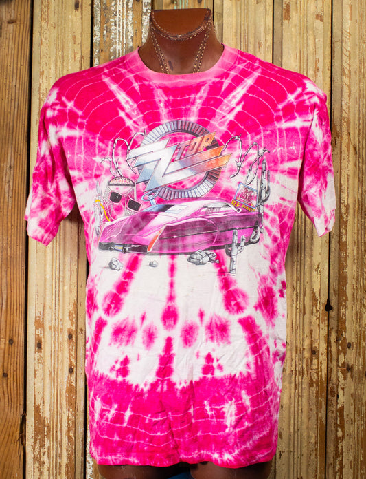 Vintage ZZ Top Recycler Tie Dye Concert T Shirt 1990 Pink XL