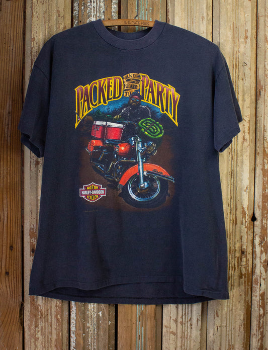 Vintage Harley Davidson Packed And Ready To Party Graphic T-Shirt 1990 XL