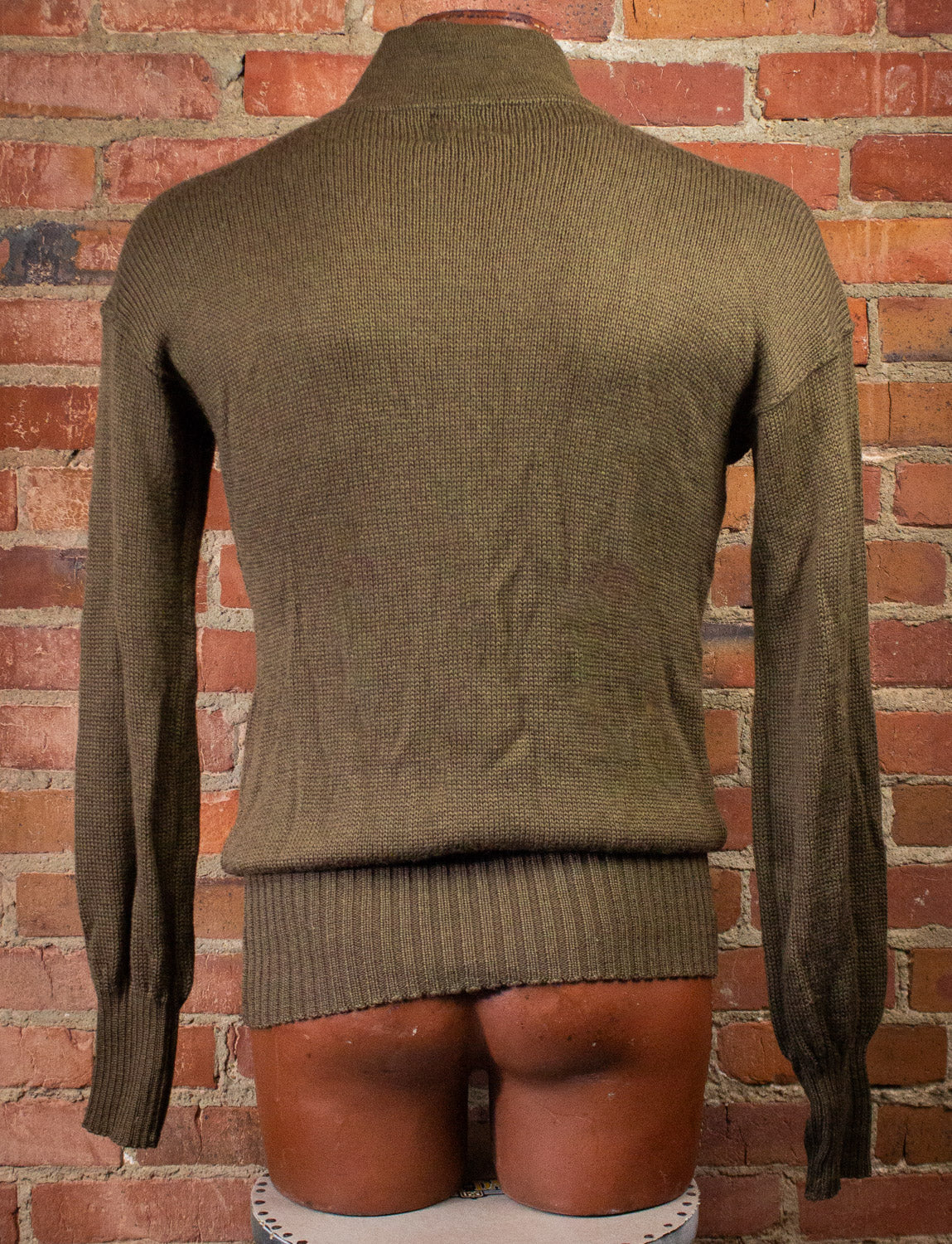 Vintage Military Henley Sweater Brown Large