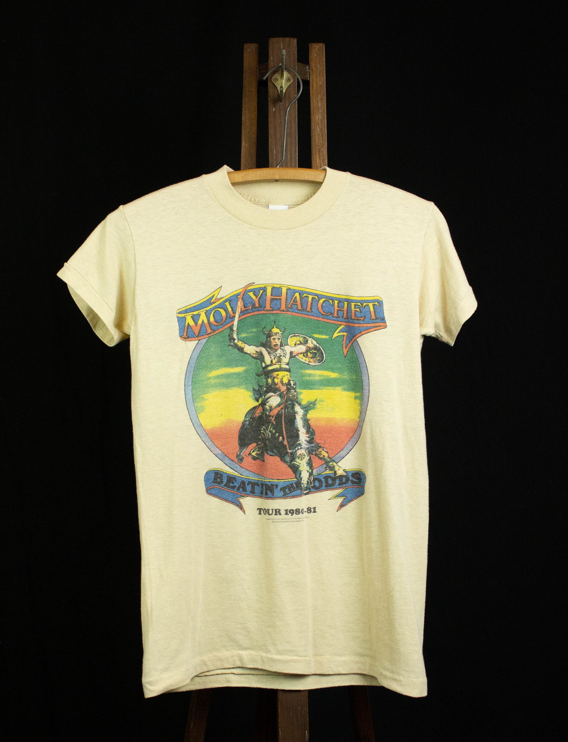 Vintage 1980-1981 Molly Hatchet Beatin' the Odds Tour Concert T Shirt Cream Small