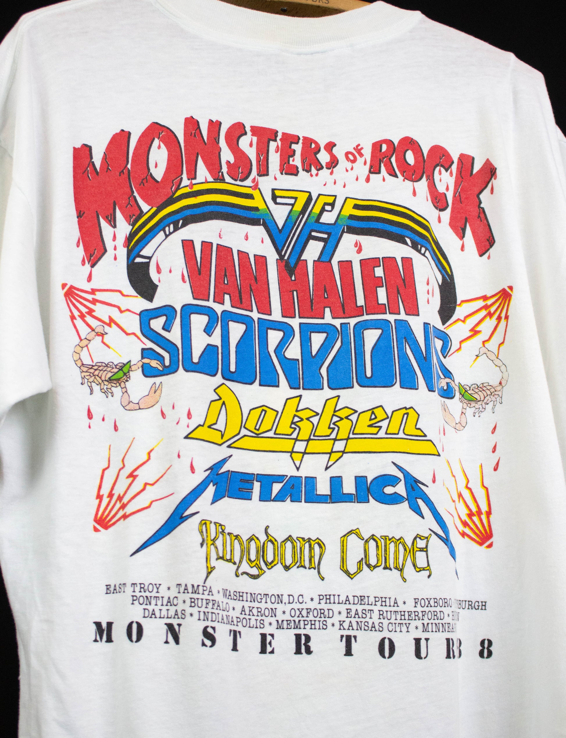 Vintage 1988 Van Halen Monsters of Rock Concert T Shirt White XL