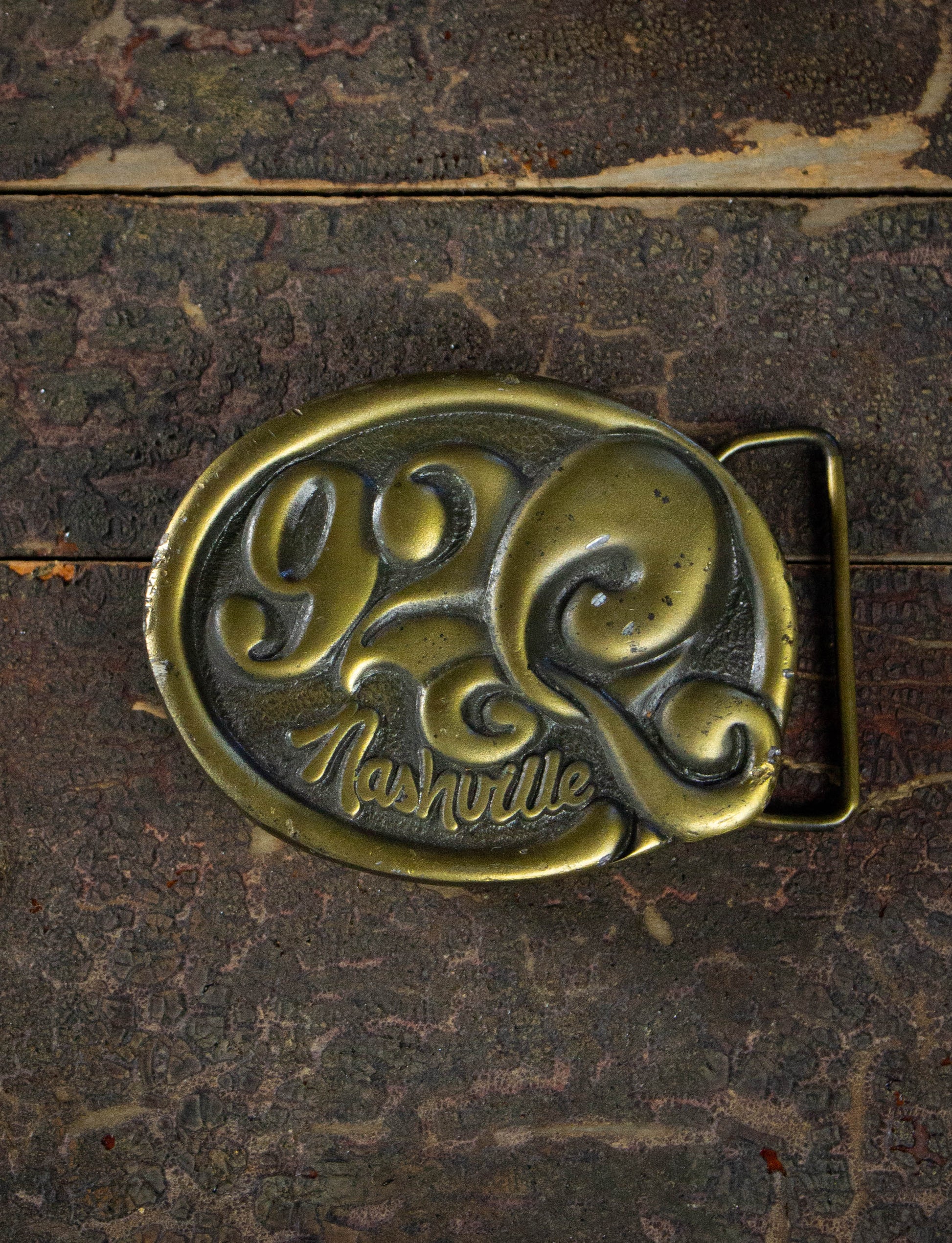 Vintage 92 Nashville Brass Belt Buckle