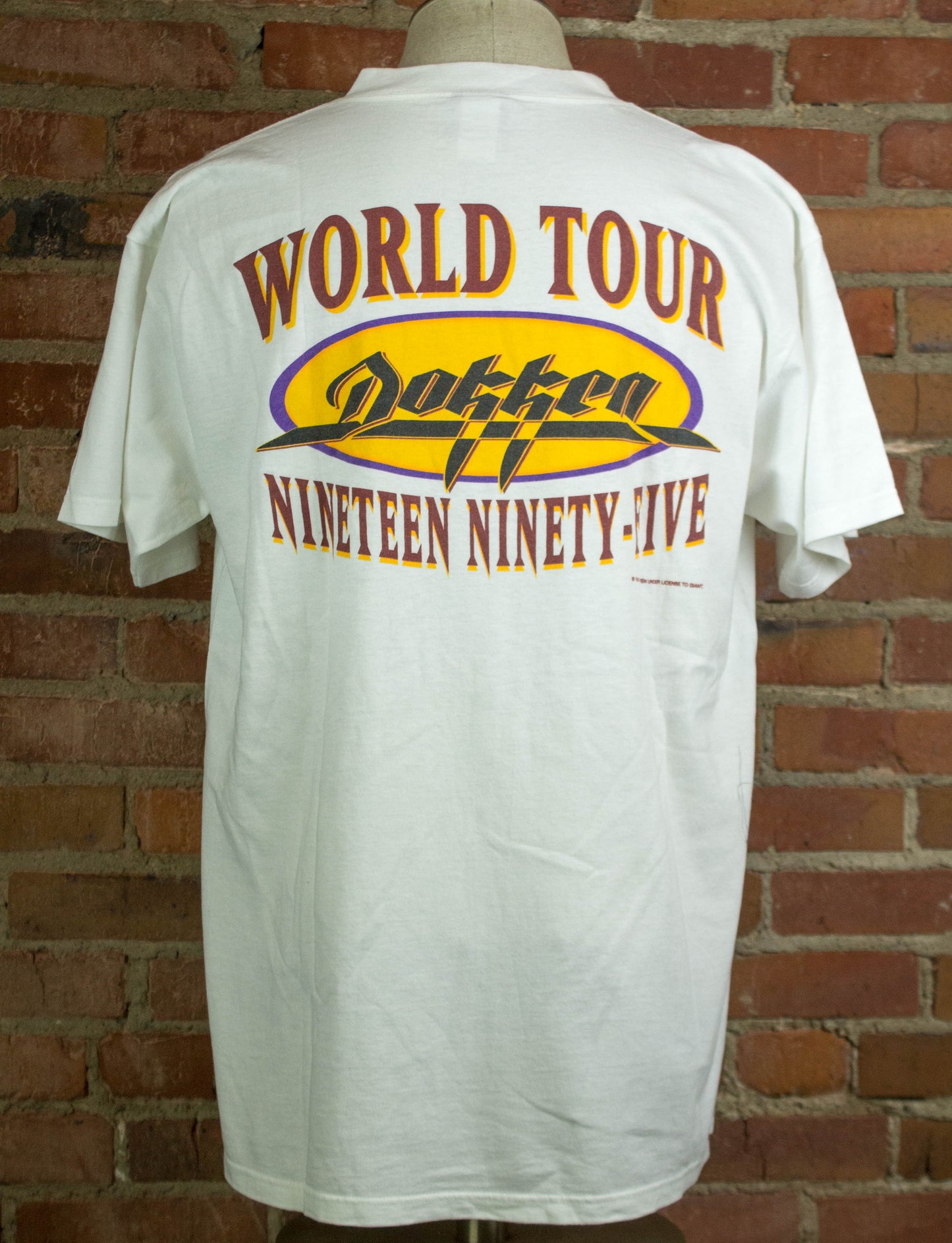 Vintage 1995 Dokken World Tour White Concert T Shirt Unisex XL