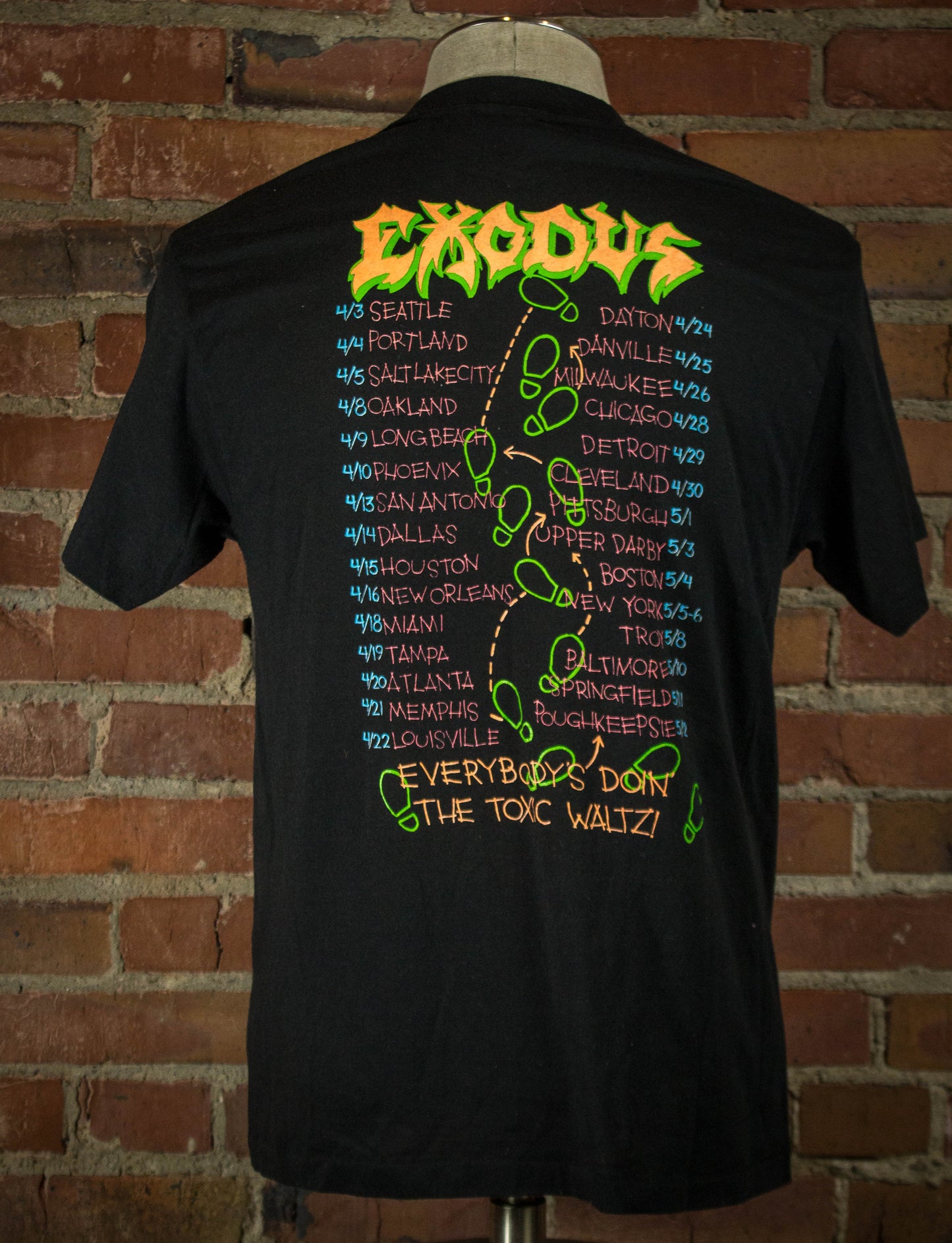 Vintage 1989 Exodus Everybody's Doin The Toxic Waltz Black Concert T Shirt Unisex Large