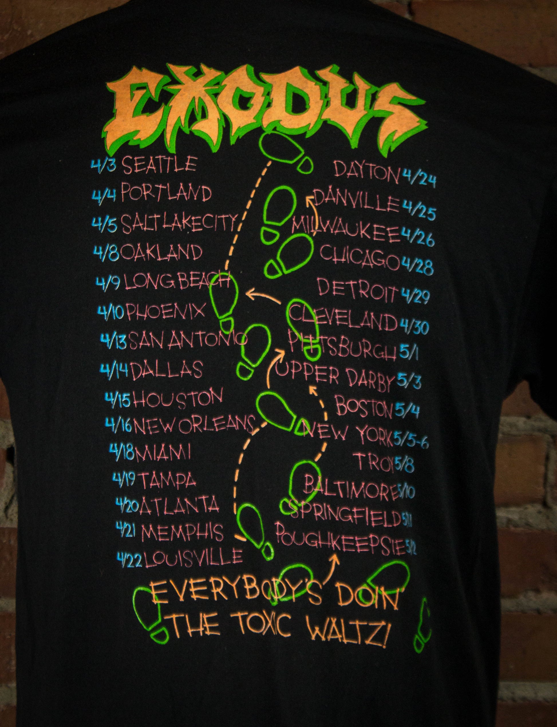 Vintage 1989 Exodus Everybody's Doin The Toxic Waltz Black Concert T Shirt Unisex Large