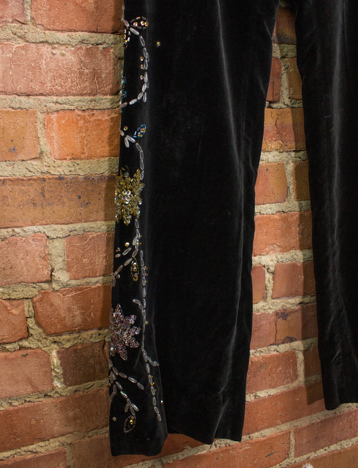 Vintage Granny Takes A Trip Black Velvet Bolero Jacket & Pants 70s Lou Reed