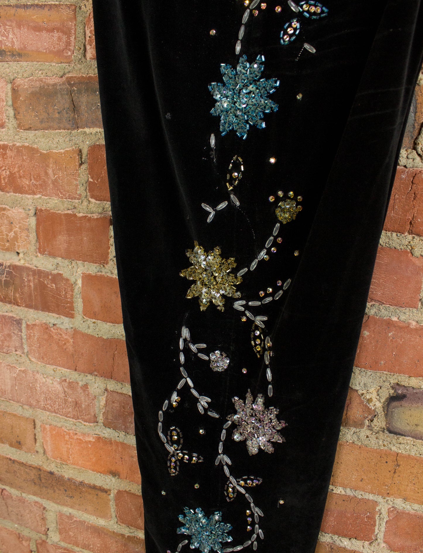 Vintage Granny Takes A Trip Black Velvet Bolero Jacket & Pants 70s Lou Reed