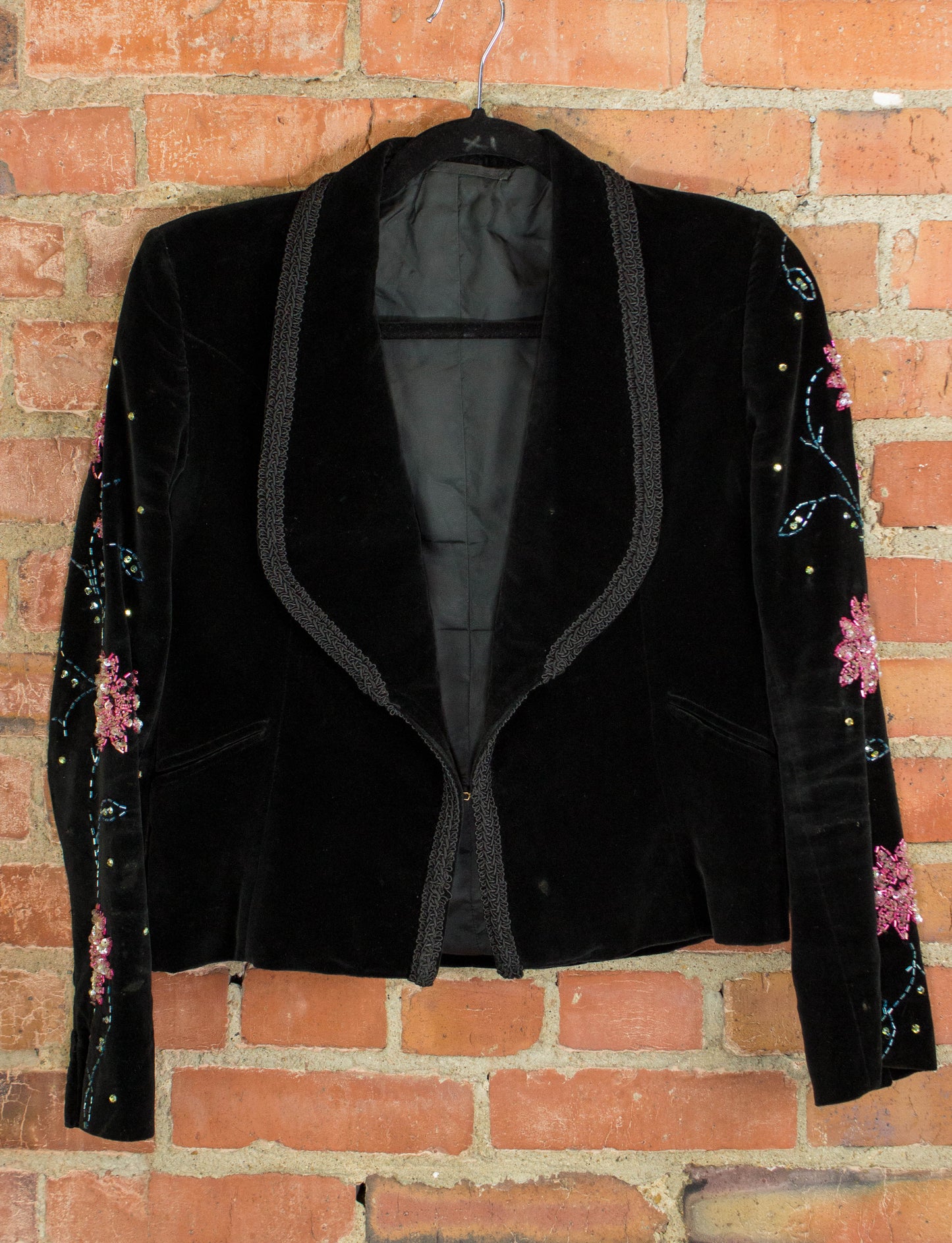 Vintage Granny Takes A Trip Black Velvet Bolero Jacket & Pants 70s Lou Reed