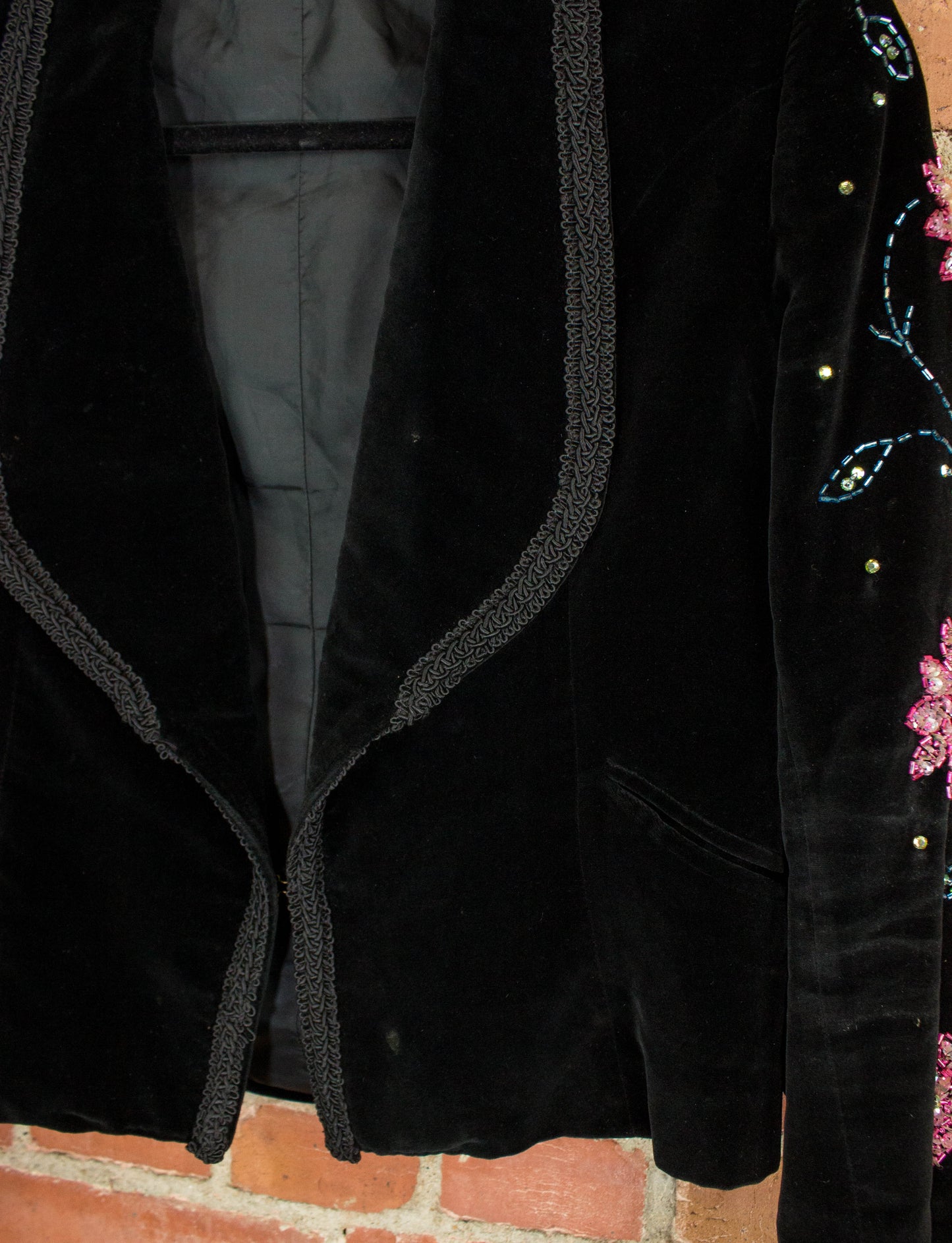 Vintage Granny Takes A Trip Black Velvet Bolero Jacket & Pants 70s Lou Reed