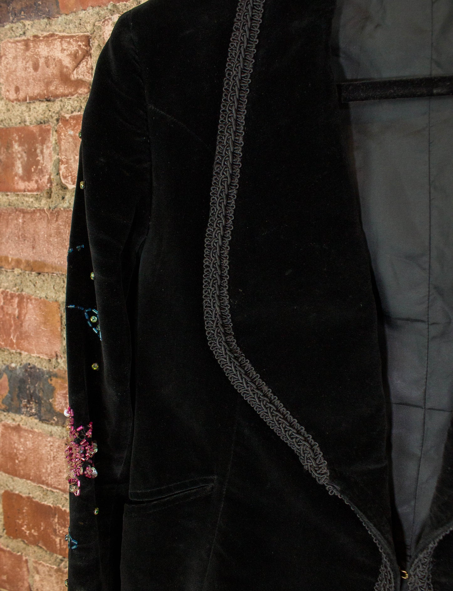 Vintage Granny Takes A Trip Black Velvet Bolero Jacket & Pants 70s Lou Reed