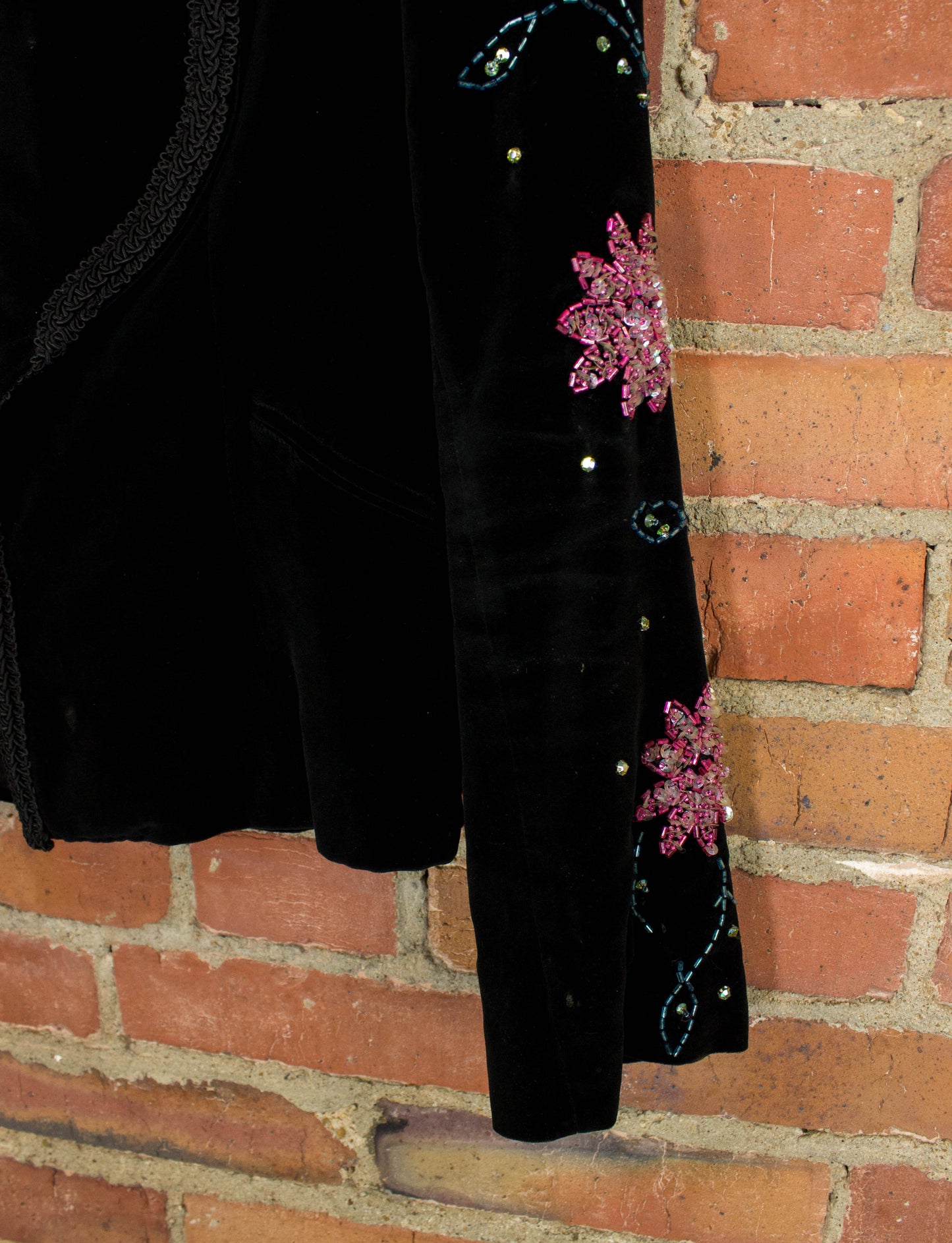 Vintage Granny Takes A Trip Black Velvet Bolero Jacket & Pants 70s Lou Reed