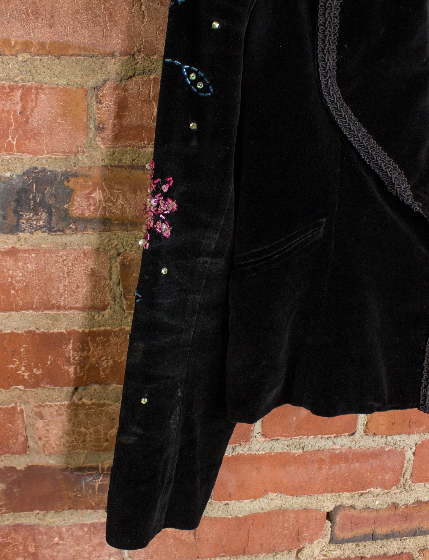 Vintage Granny Takes A Trip Black Velvet Bolero Jacket & Pants 70s Lou Reed