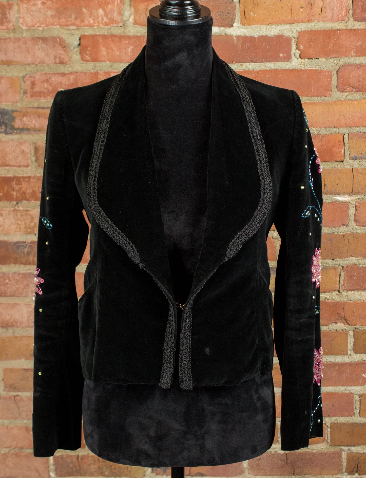 Vintage Granny Takes A Trip Black Velvet Bolero Jacket & Pants 70s Lou Reed