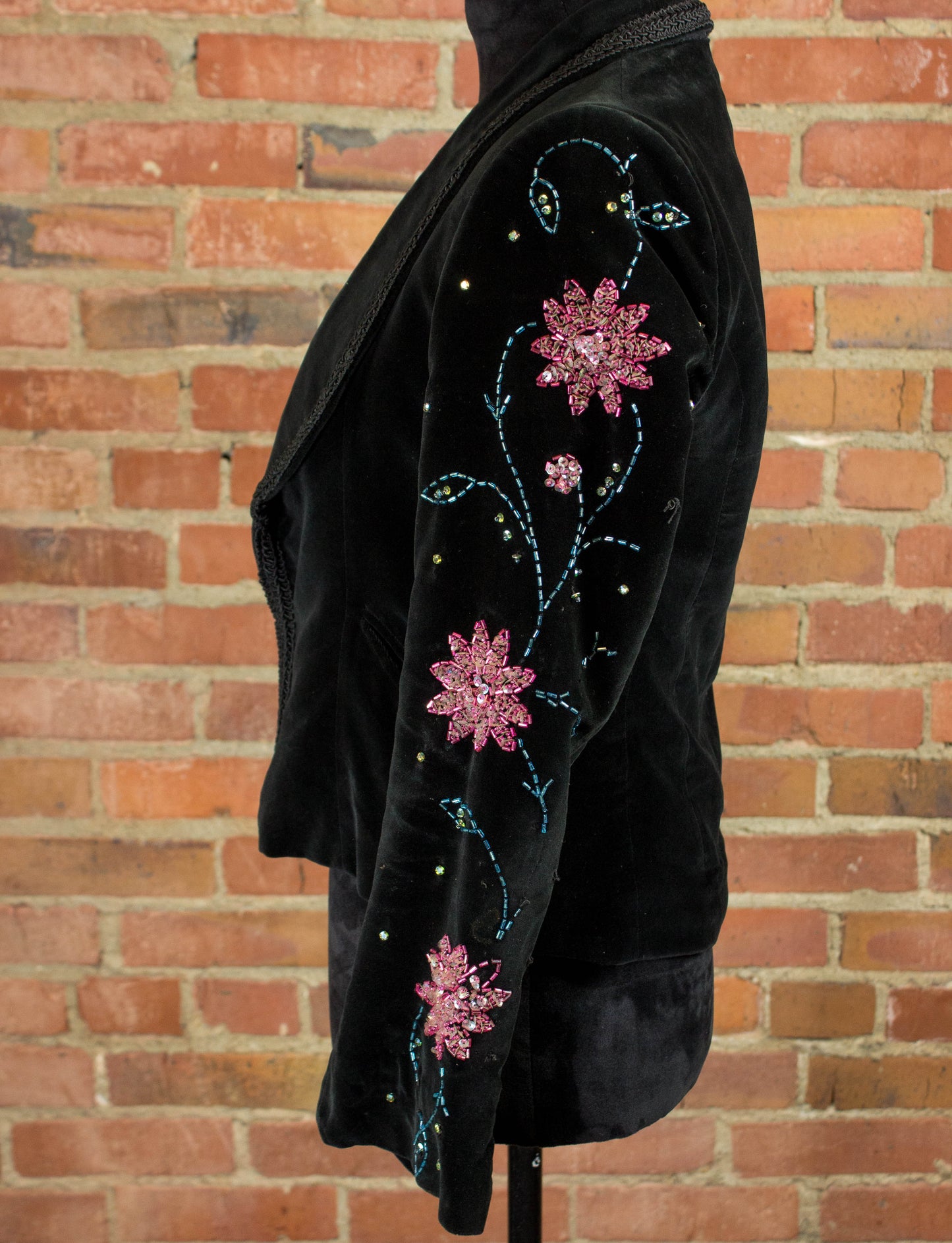 Vintage Granny Takes A Trip Black Velvet Bolero Jacket & Pants 70s Lou Reed