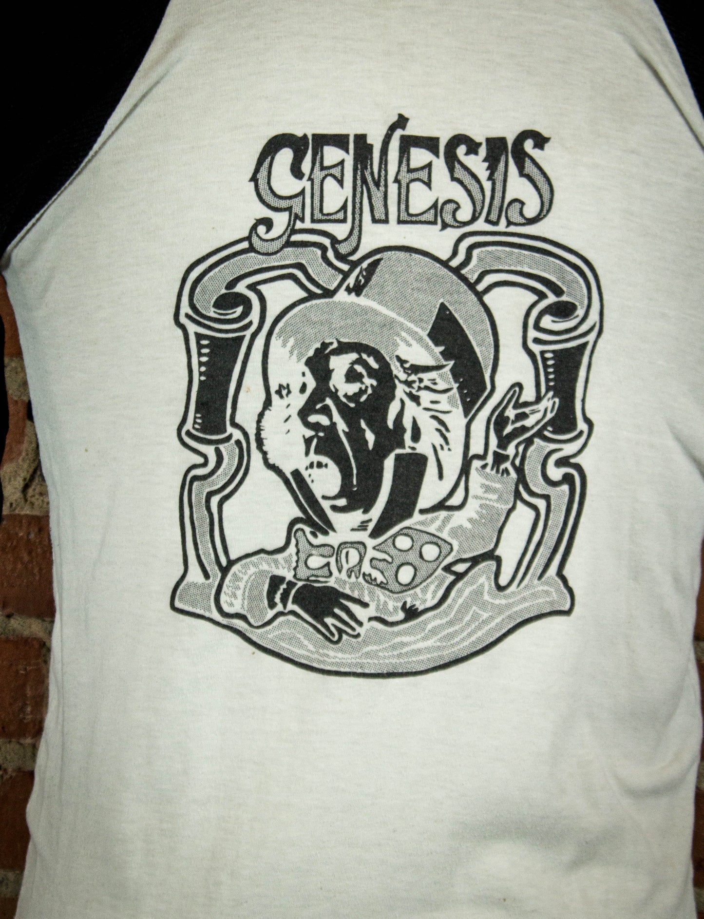 Vintage 70s Genesis 2 Sided Concert T Shirt With Ribbed Sleeves M/L