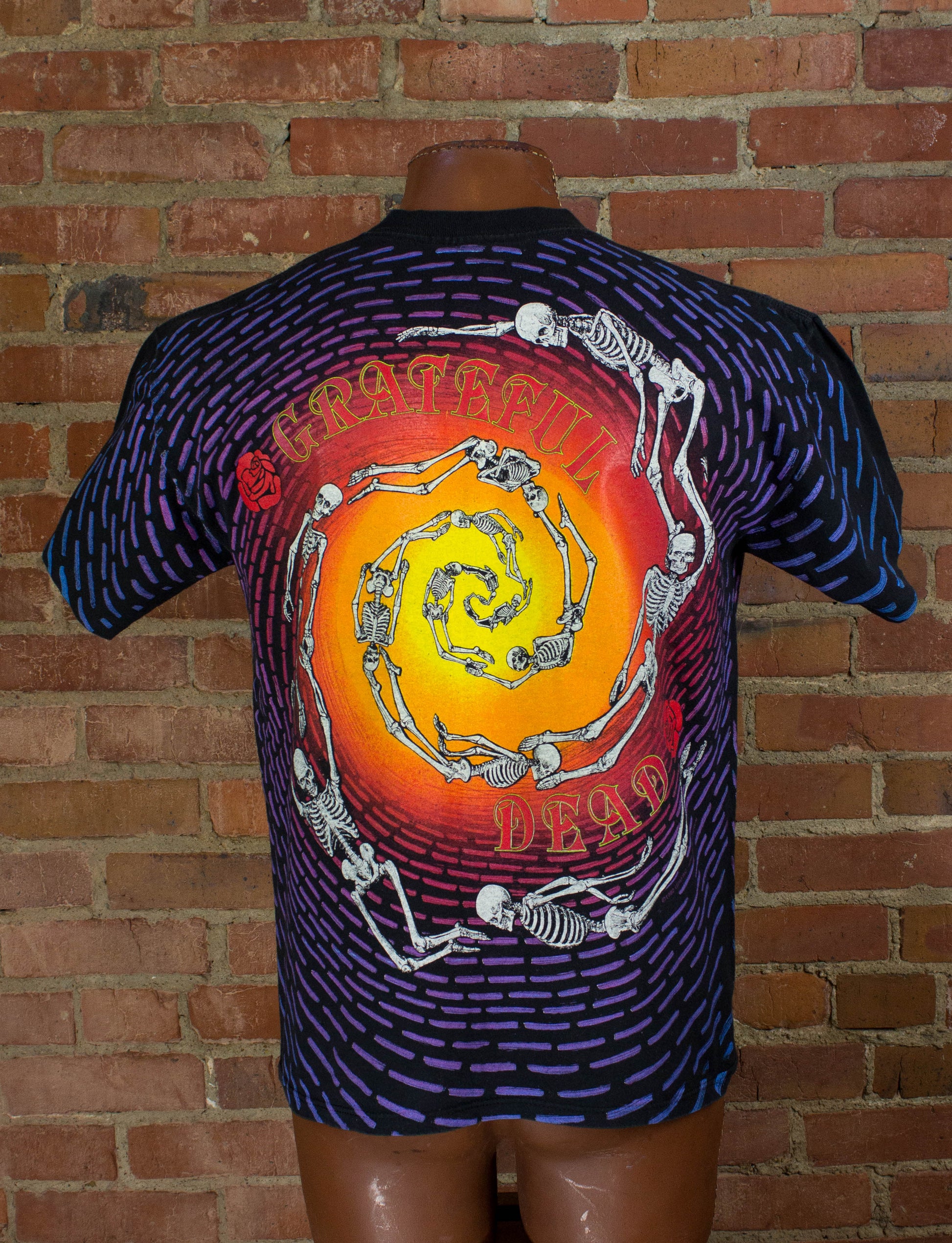 Grateful Dead 1992 Spiral Skeleton All Over Print Concert T Shirt Unisex Large