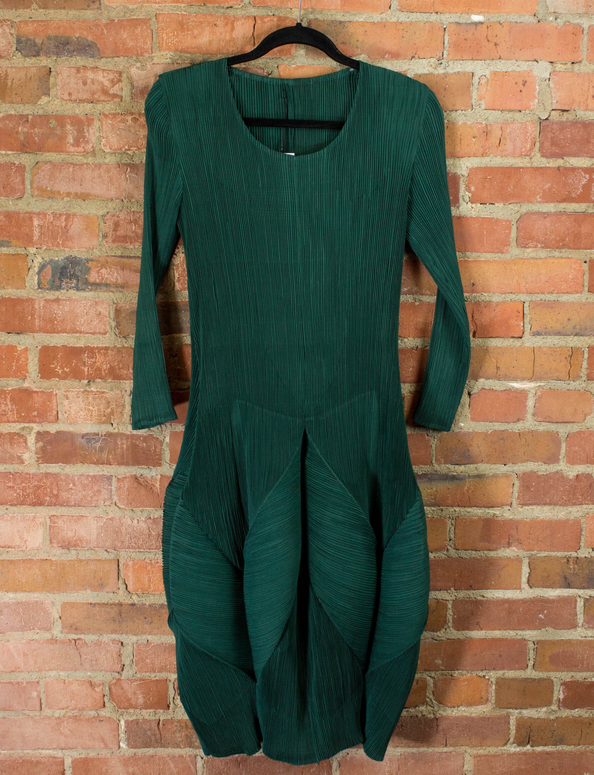 Issey Miyake Green Plisse Cocoon Dress Size Medium