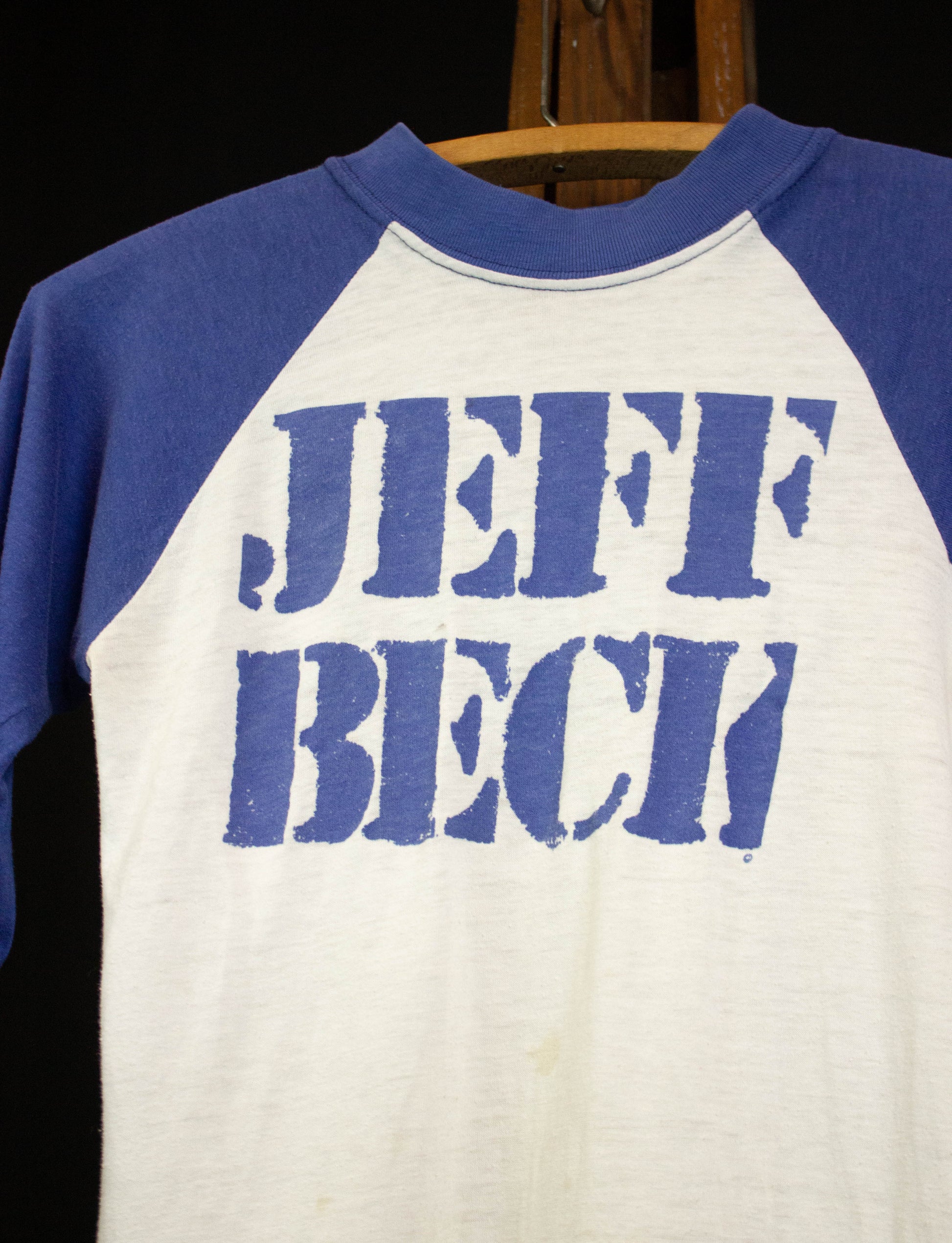 Vintage 1980 Jeff Beck There and Back Raglan Concert T Shirt Blue and White XS