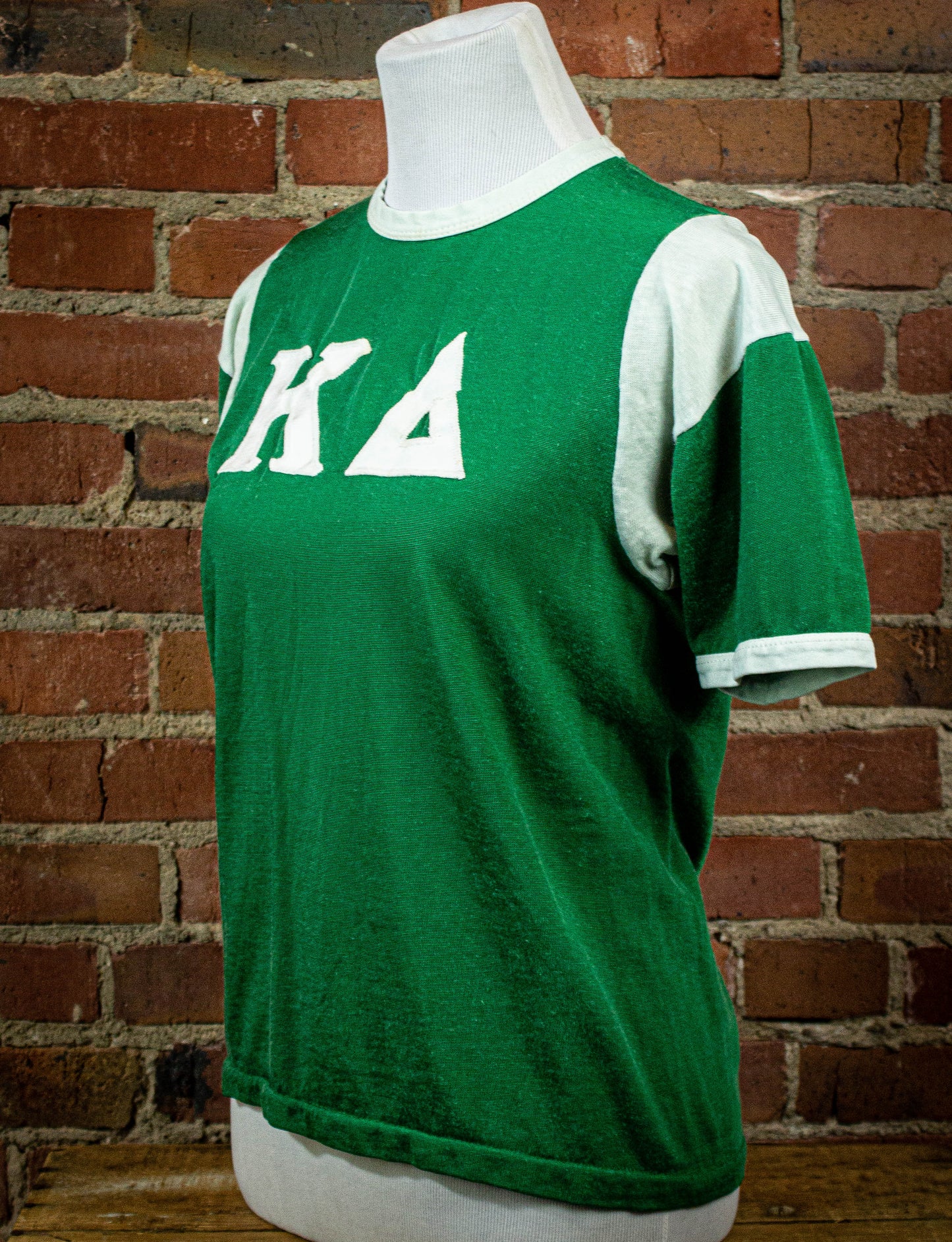 Vintage 50's Kappa Delta Sorority Green Jersey Ringer T Shirt S/M