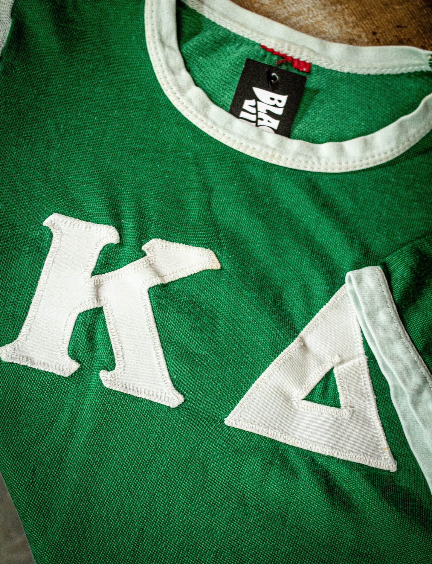 Vintage 50's Kappa Delta Sorority Green Jersey Ringer T Shirt S/M