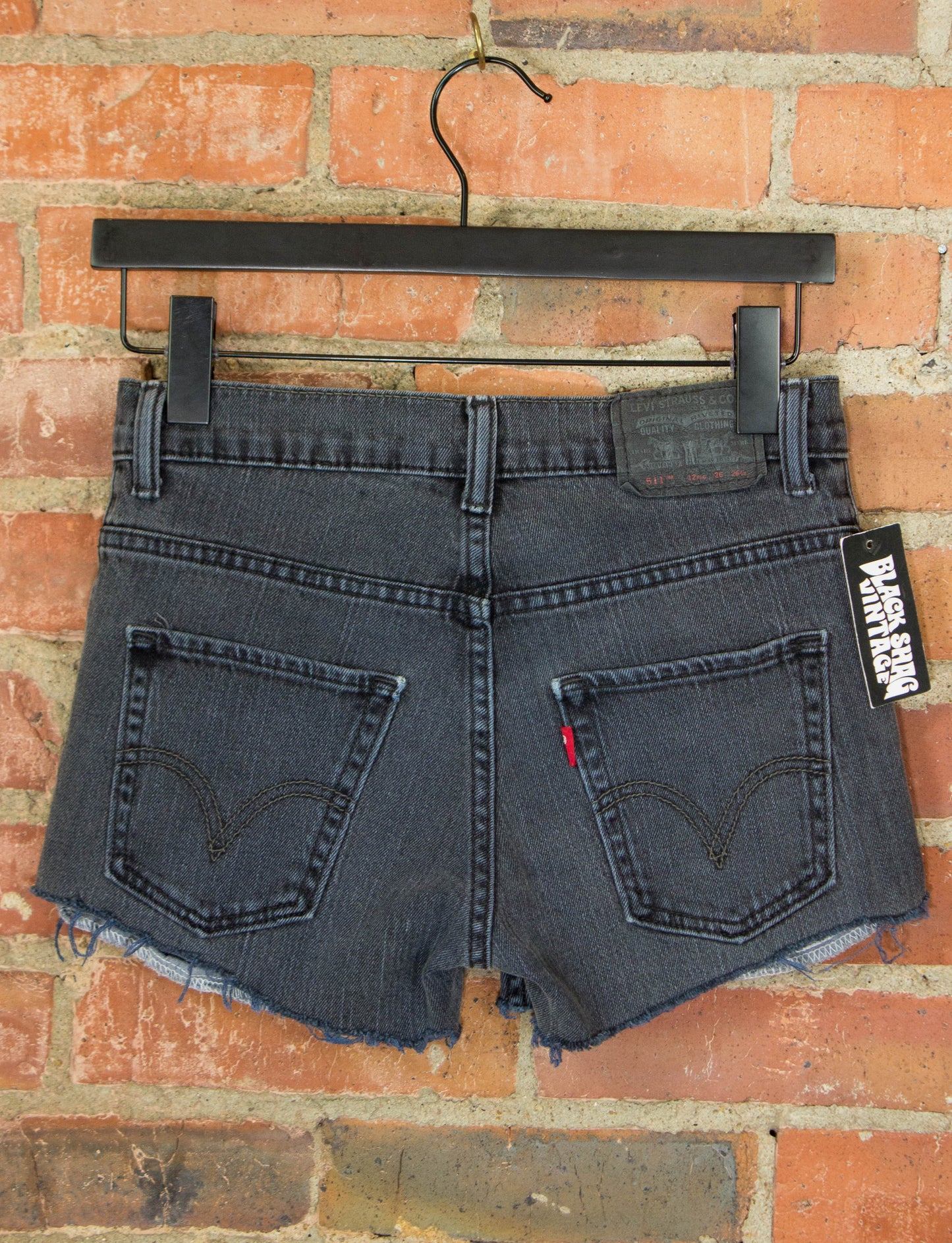 Levi's x Wild Ones Cut Off Denim Shorts 511 Slim Fit Black Leopard Print 26 Waist