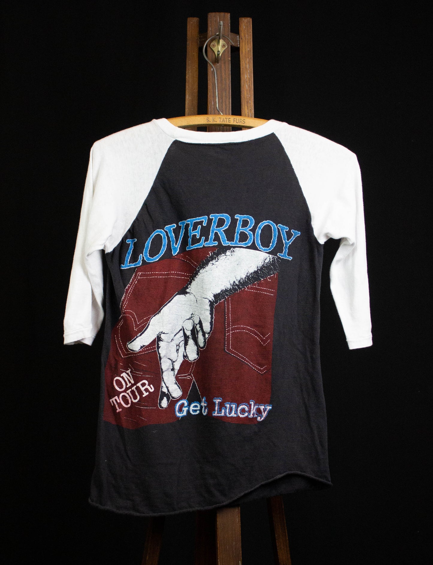 Vintage Loverboy Get Lucky Black and White Raglan Small