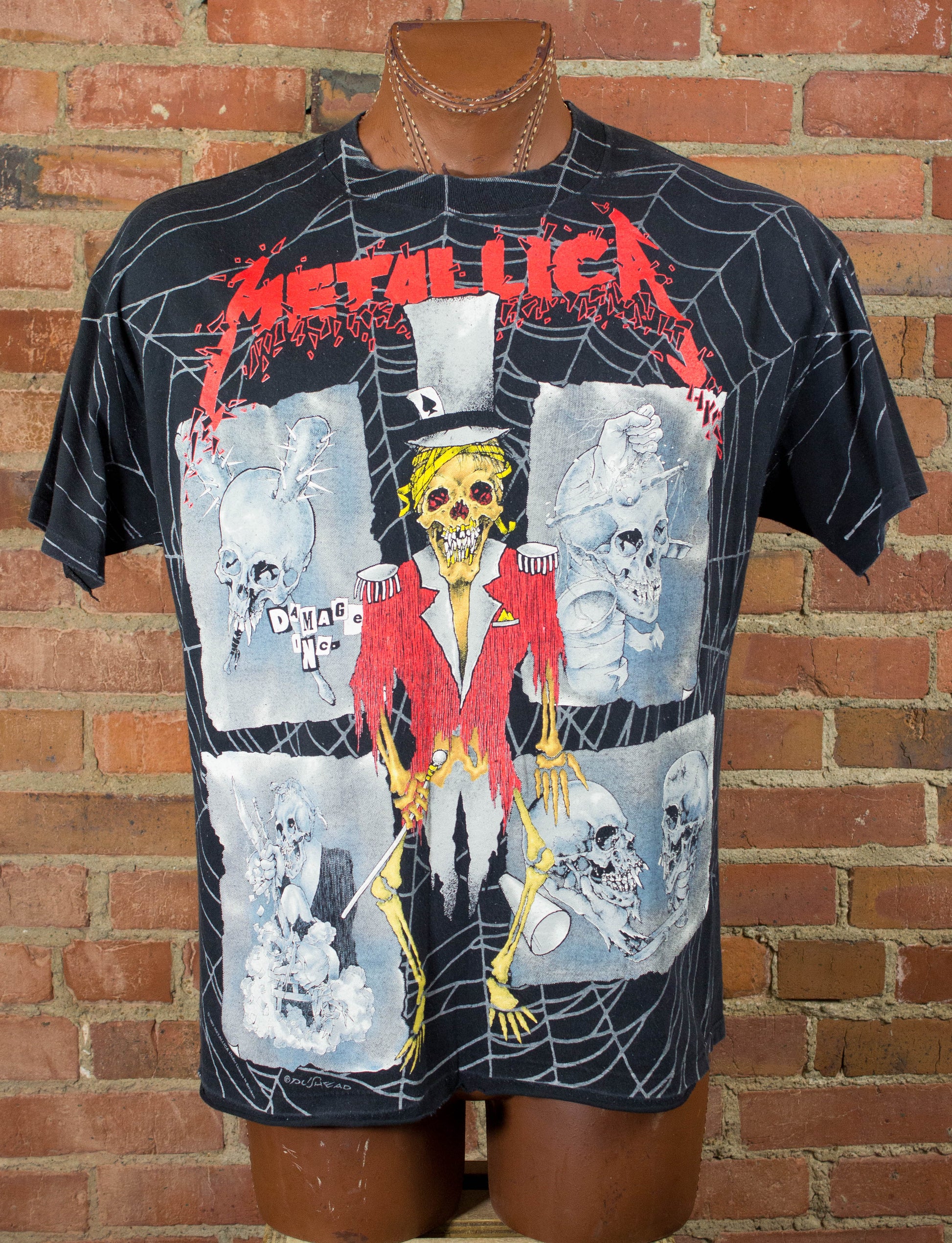 Vintage Metallica 1992 The Ringmaster Pushead All Over Print Black Concert T Shirt Unisex XL