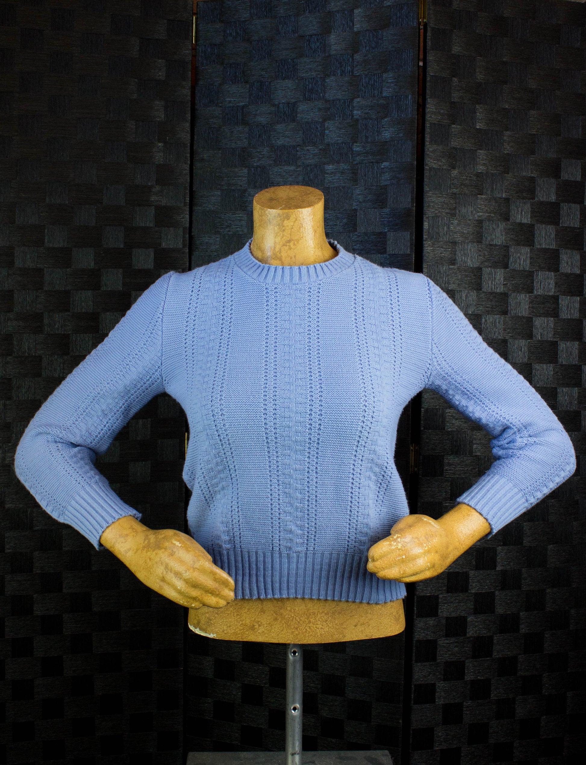 Vintage 70's Women's Baby Blue Crewneck Sweater Small By Rosanna