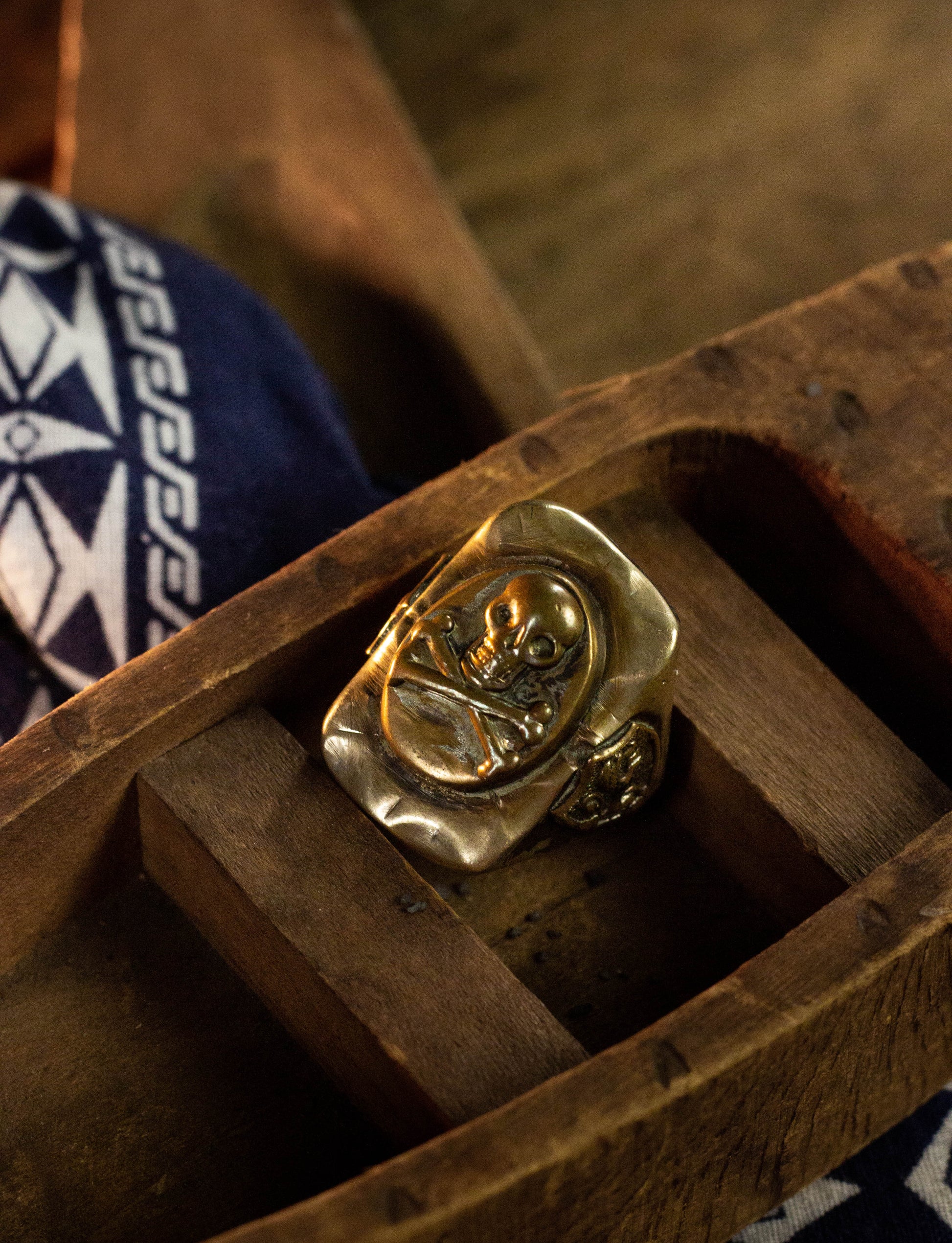 50s Skull & Crossbones Square Oval Mexican Biker Ring Size 10