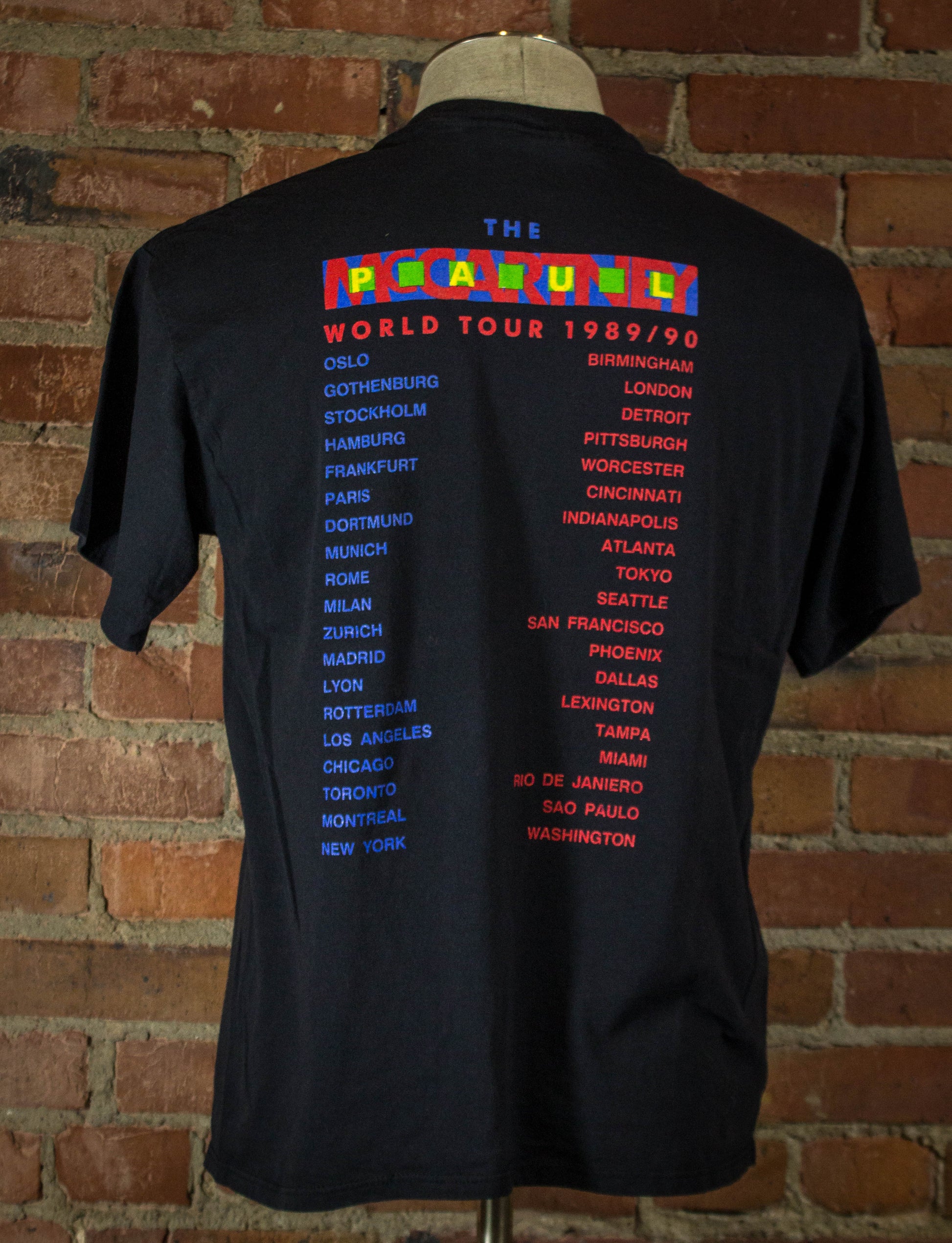 Vintage 1989 Paul McCartney World Tour Black Concert T Shirt Unisex XL