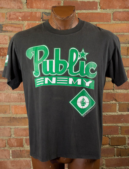 Public Enemy 1993 Crosshair Logos Black Rap Tee Concert T Shirt Unisex XL