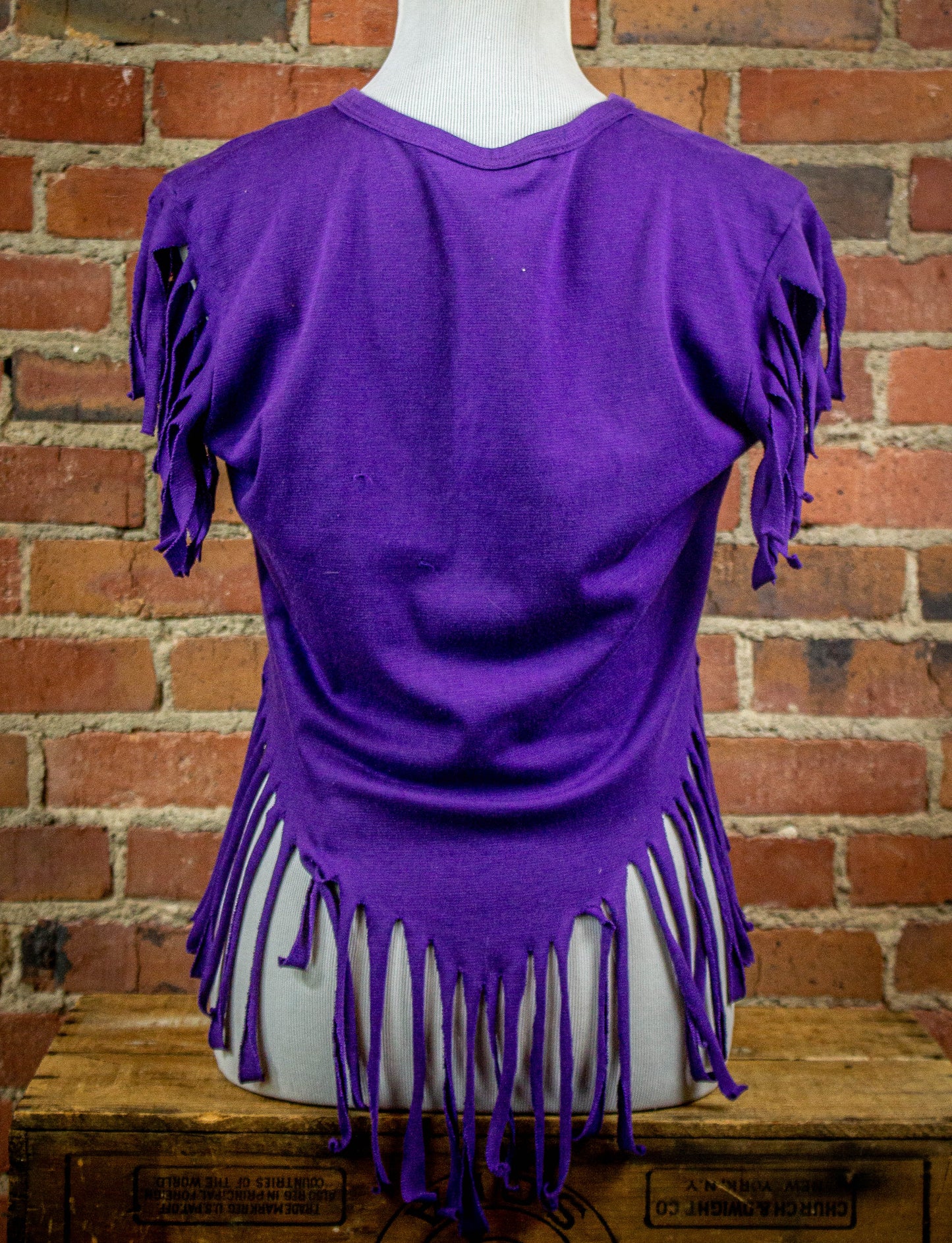 Vintage 80s Purple Pocahontas Fringe Top Small