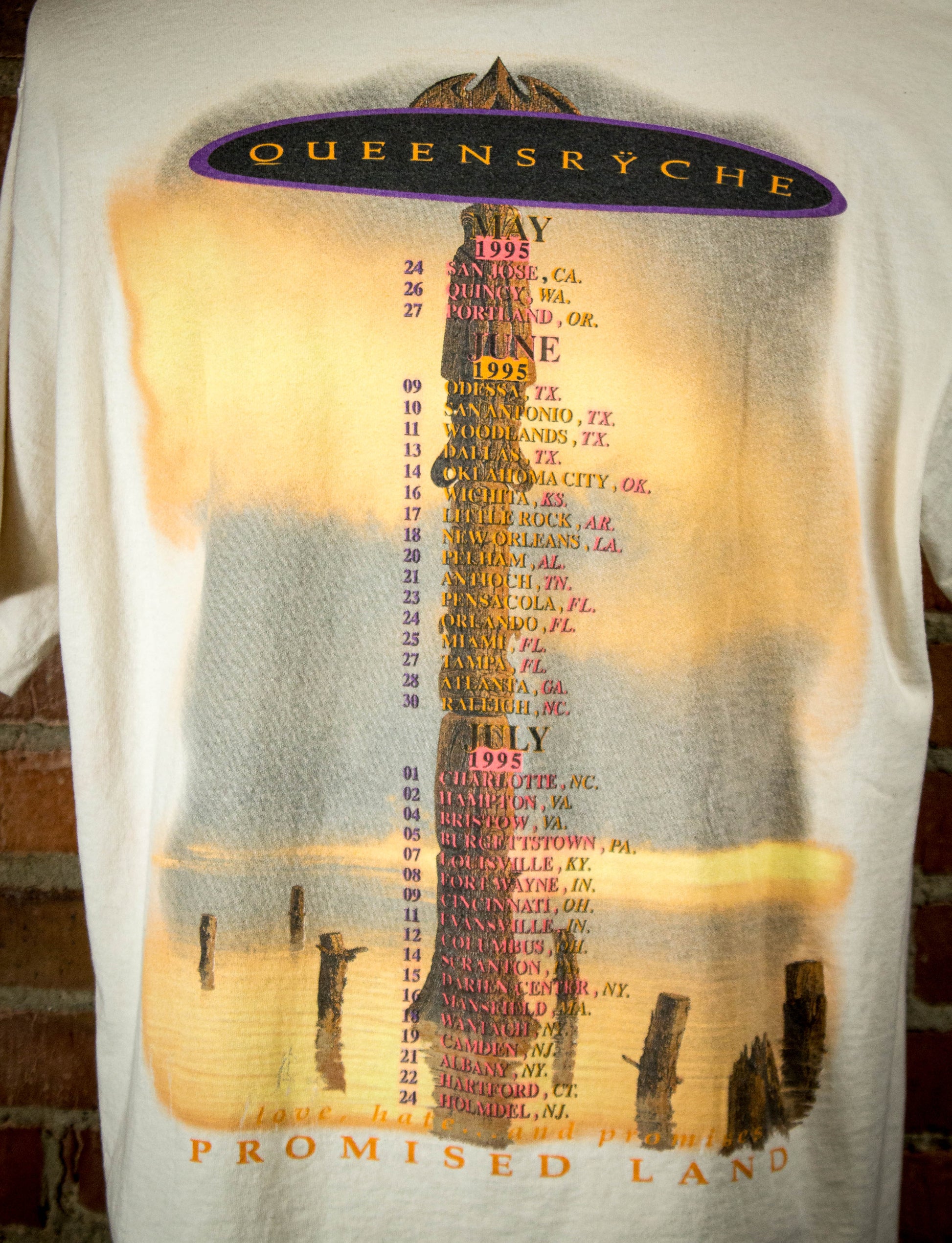 Vintage 1994 Queensryche Promised Land White Concert T Shirt Unisex XL