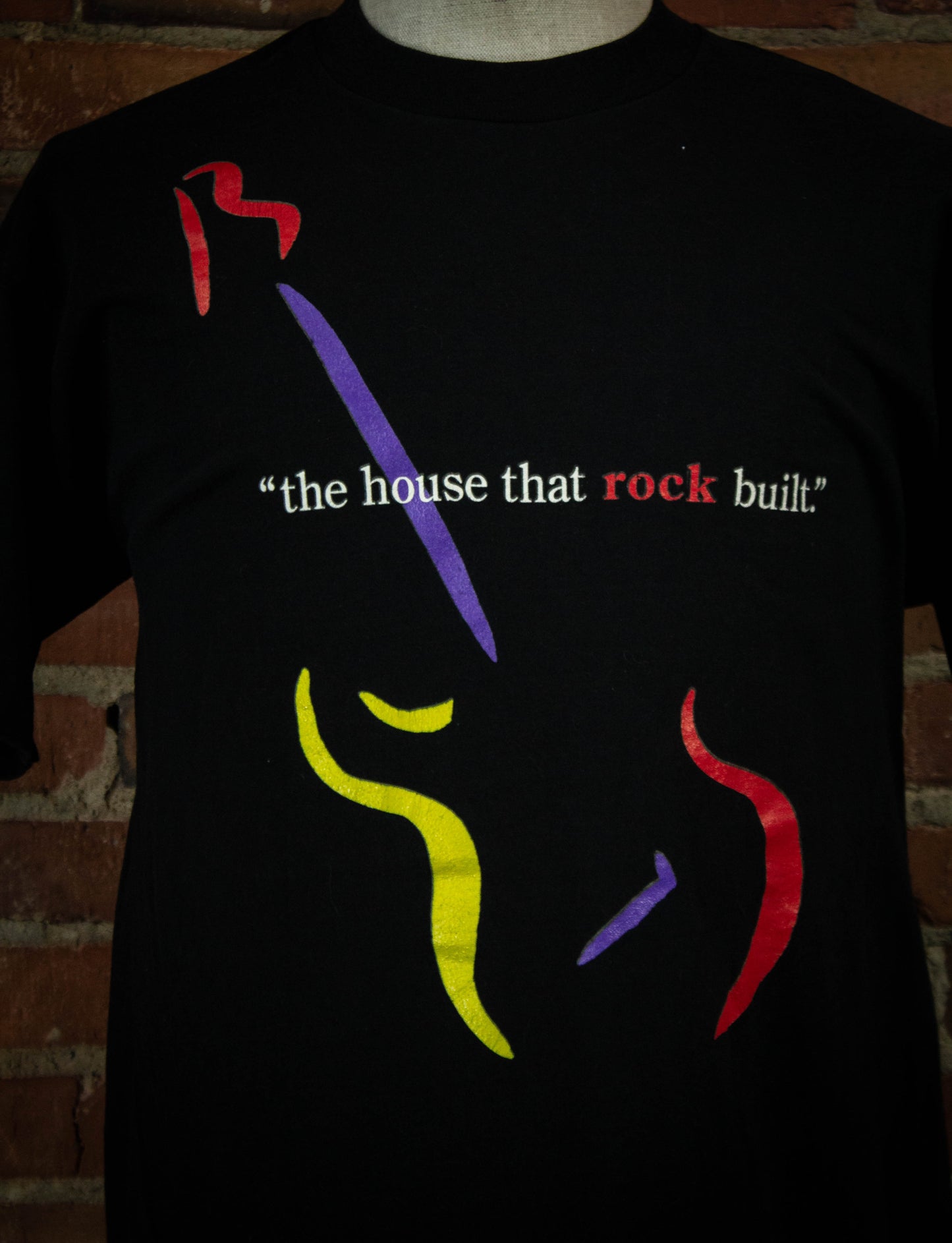 Vintage 1995 Rock & Roll Hall Of Fame "The House That Rock Built" Character Member Concert T Shirt Black Unisex XL