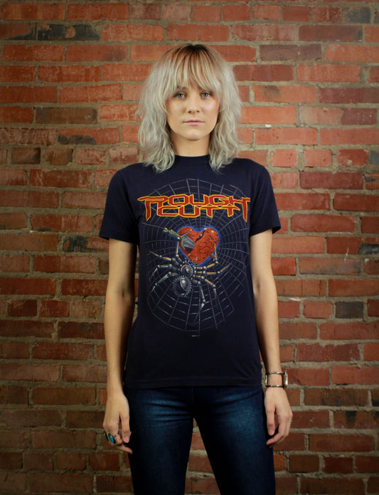 Vintage 1984 Rough Cutt Concert T Shirt Spider Web Blue Unisex Small