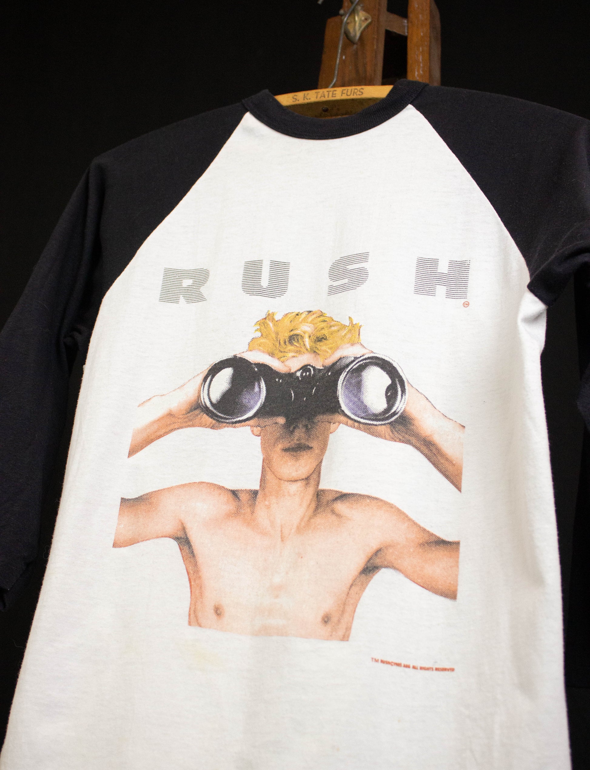 Vintage 1985 Rush Power Windows Tour Concert Raglan T Shirt Black and White Medium