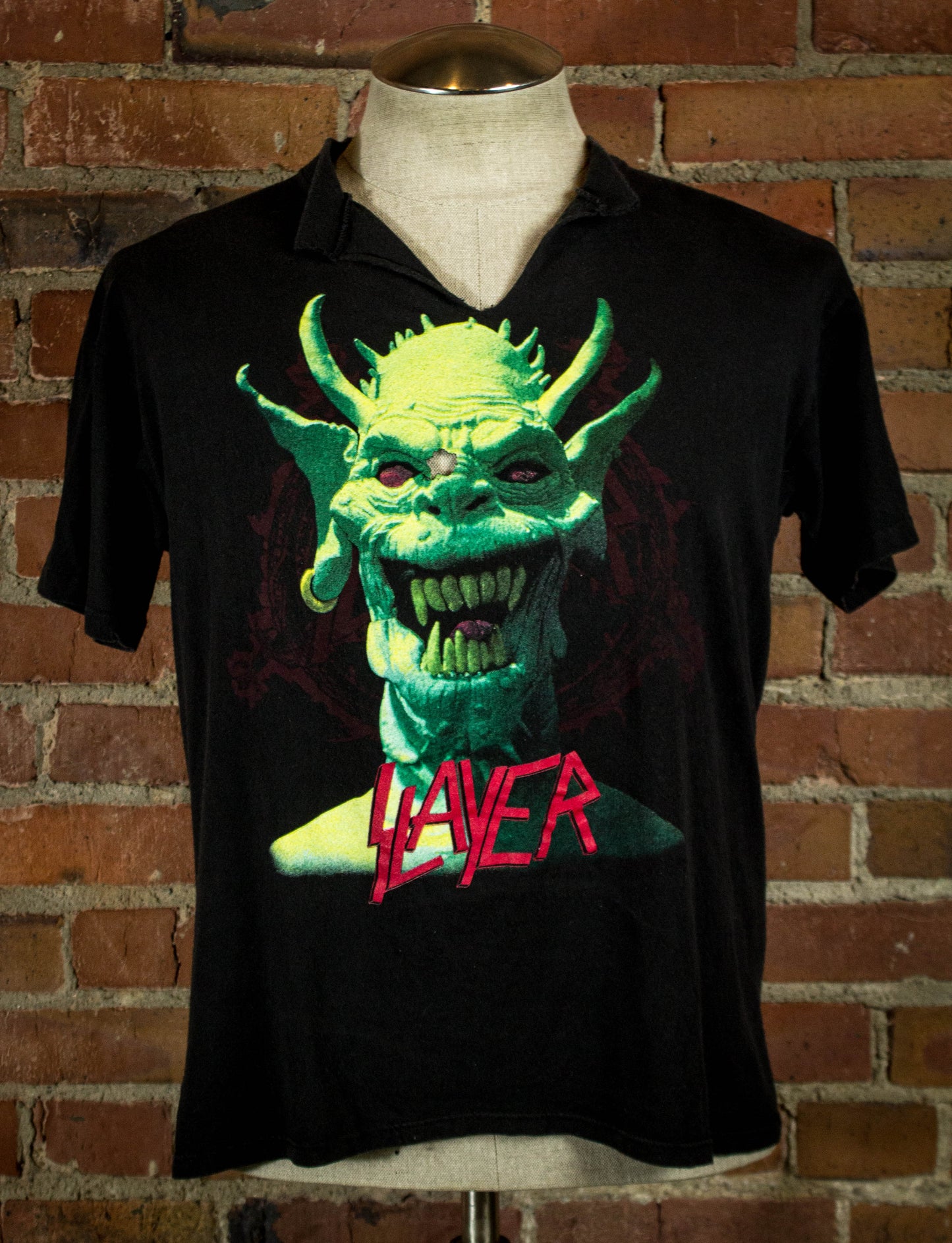 Vintage 1990 Slayer Green Demon Band Image Concert T Shirt Large