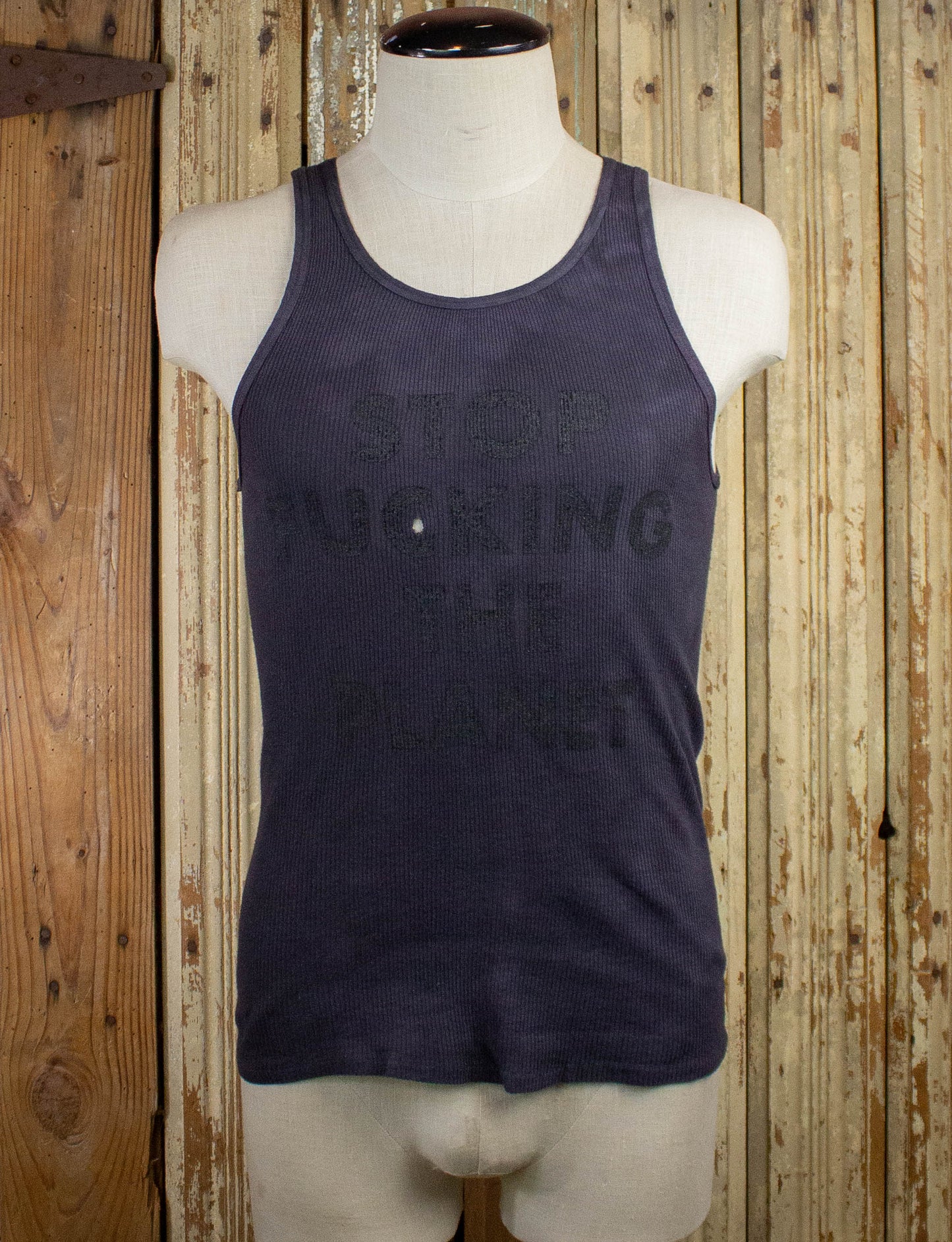 Stop Fucking The Planet Tank Top Black Medium-Large