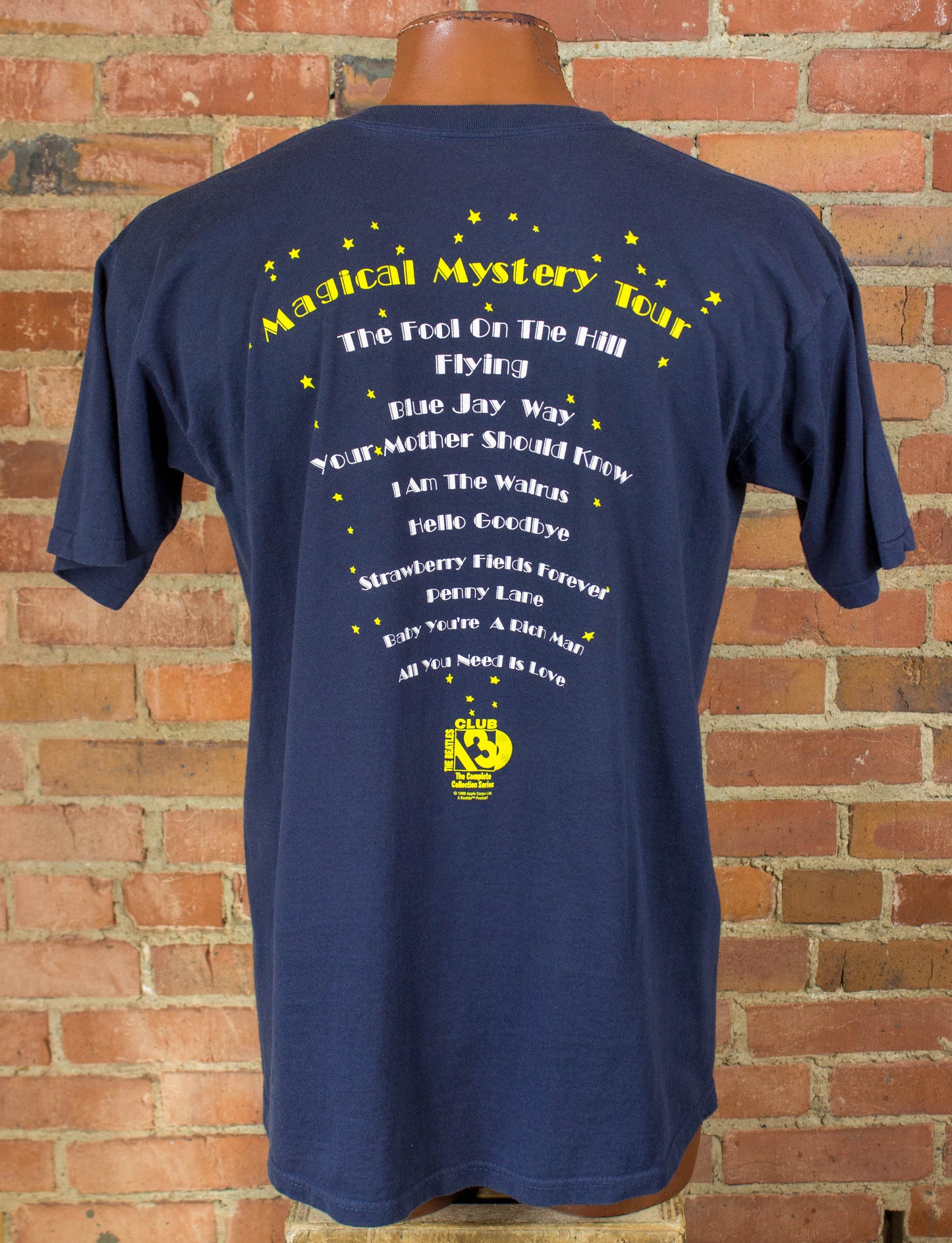 The Beatles 1997 Magical Mystery Tour The Thirteen Club Navy Blue Concert T Shirt Unisex XL