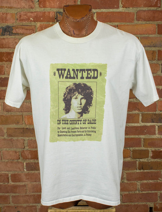 Vintage The Doors Jim Morrison Wanted Poster White Concert T Shirt XL