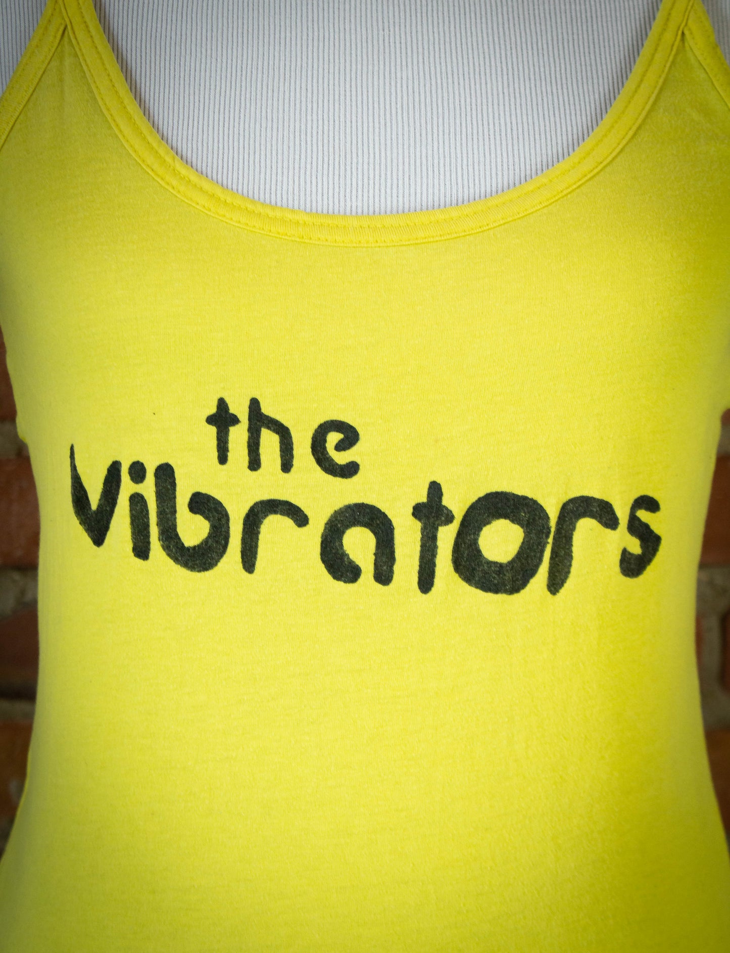 Vintage The Vibrators Yellow Cross Back Womens Tank Top Small