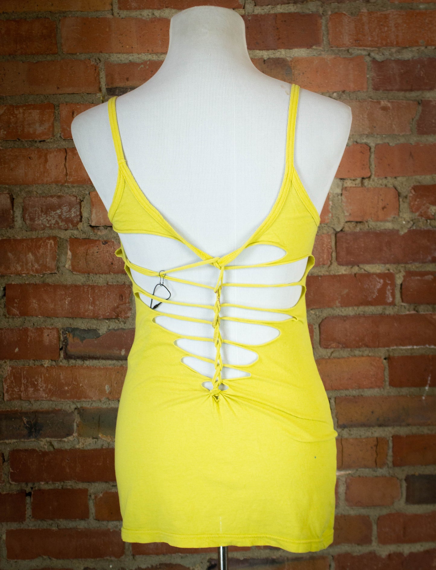 Vintage The Vibrators Yellow Cross Back Womens Tank Top Small