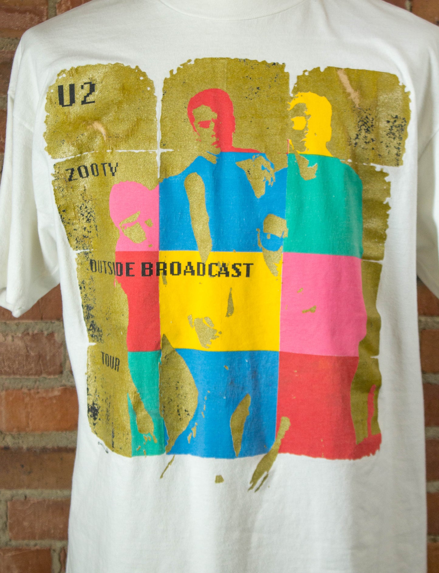 Vintage 1992 U2 Outside Broadcast Zoo TV Tour White Concert T Shirt Unisex XL