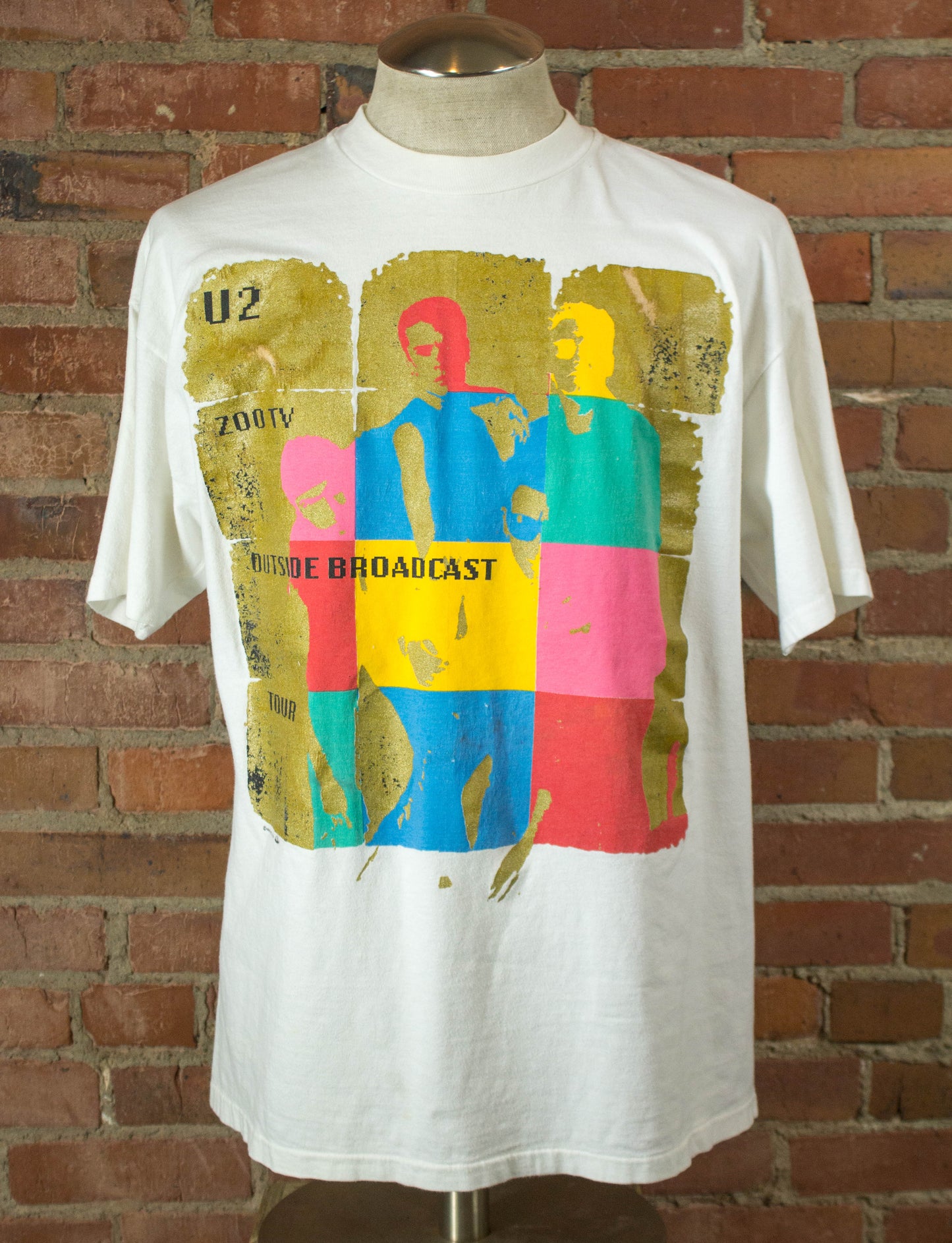 Vintage 1992 U2 Outside Broadcast Zoo TV Tour White Concert T Shirt Unisex XL