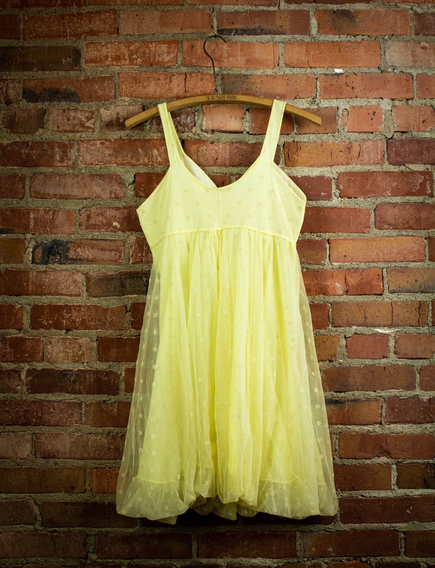 Vintage Yellow Polka Dot Sleeveless Dress 1950's